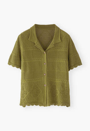 Knitted shirt, Dark lime, webstill