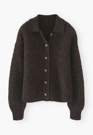 Collared cardigan, Dark chocolate, webstill