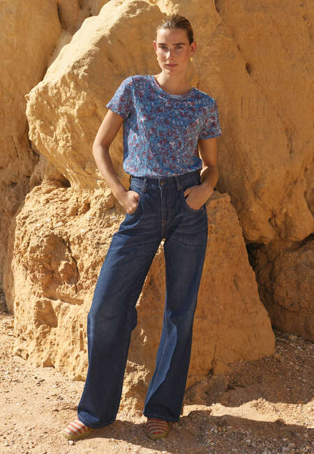 Printed T-shirt, Cornflower maroon, completeTheLook