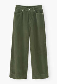 Wide-leg cord trousers, Dusty green, webstill