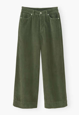 Wide-leg cord trousers, Dusty green, webstill
