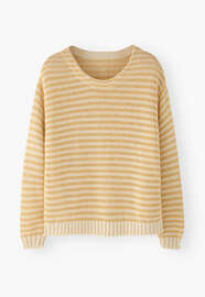 Striped crew-neck sweater, Butter yellow, webstill