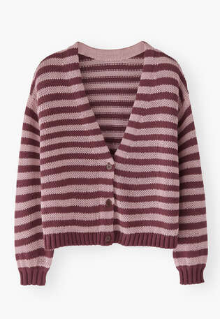 Striped cardigan, Mulberry rose, webstill