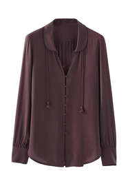 Tie-neck shirt, Dark raisin, webstill