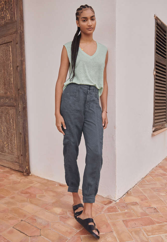 Patch-pocket trousers, Grey blue, completeTheLook