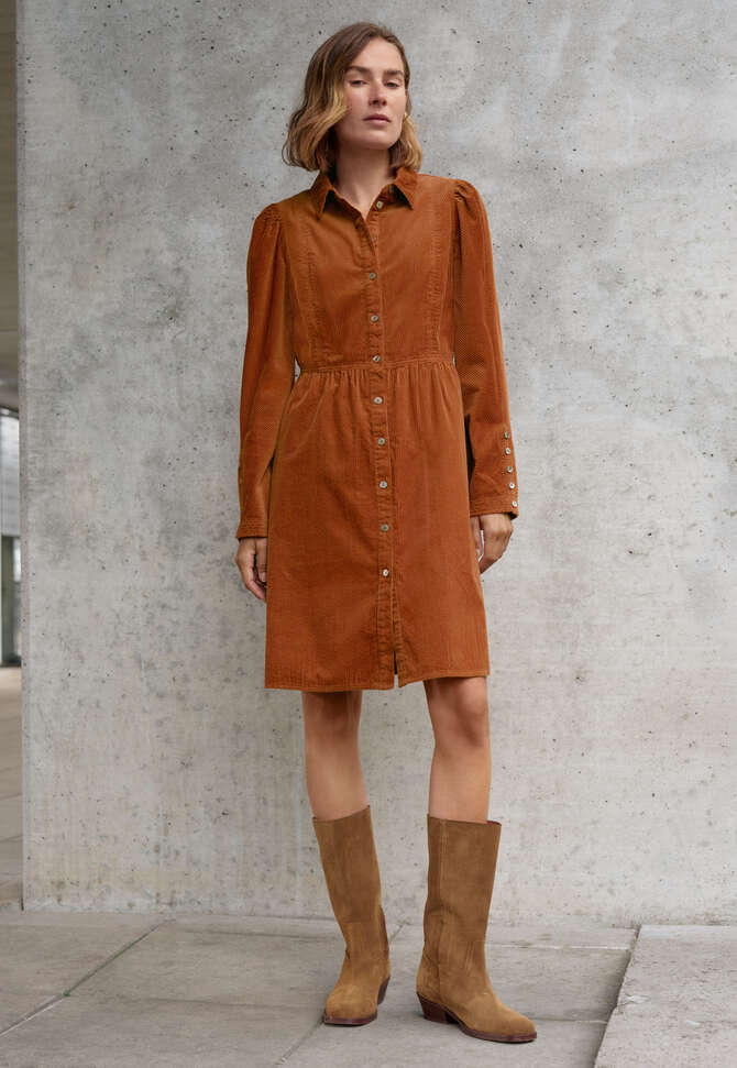 Button-through dress, Bright copper, completeTheLook