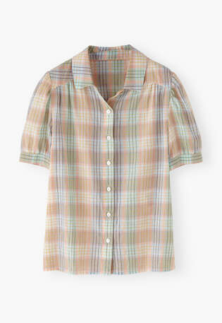 Short-sleeve checked shirt, Sky peach, webstill