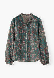 Printed blouse, Teal rose, webstill