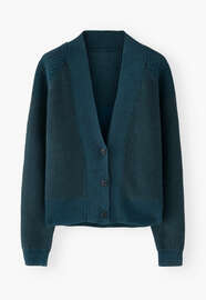V-neck raglan cardigan, Petrol, webstill
