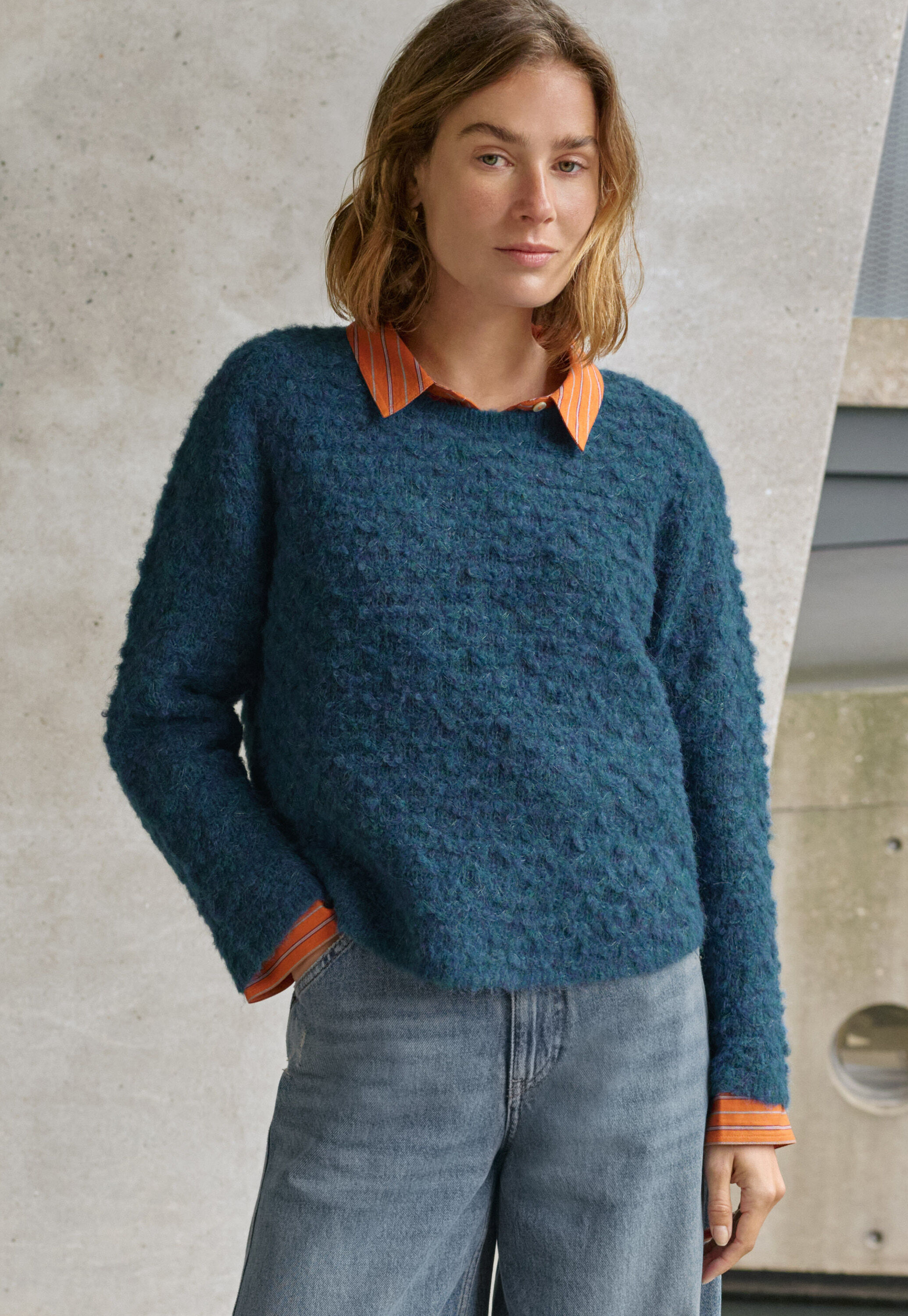 Lace-stitch sweater