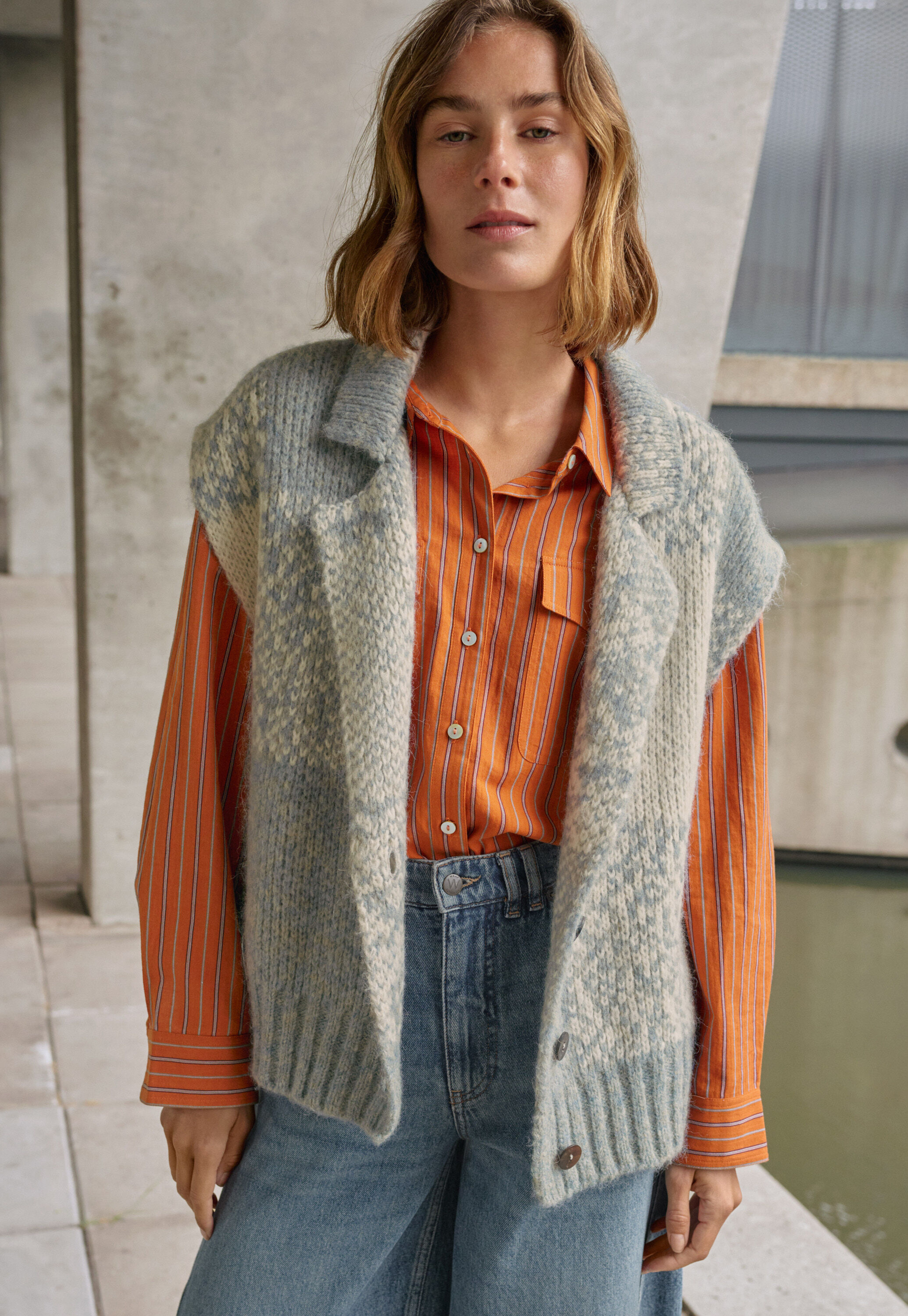 Reverse striped sweater