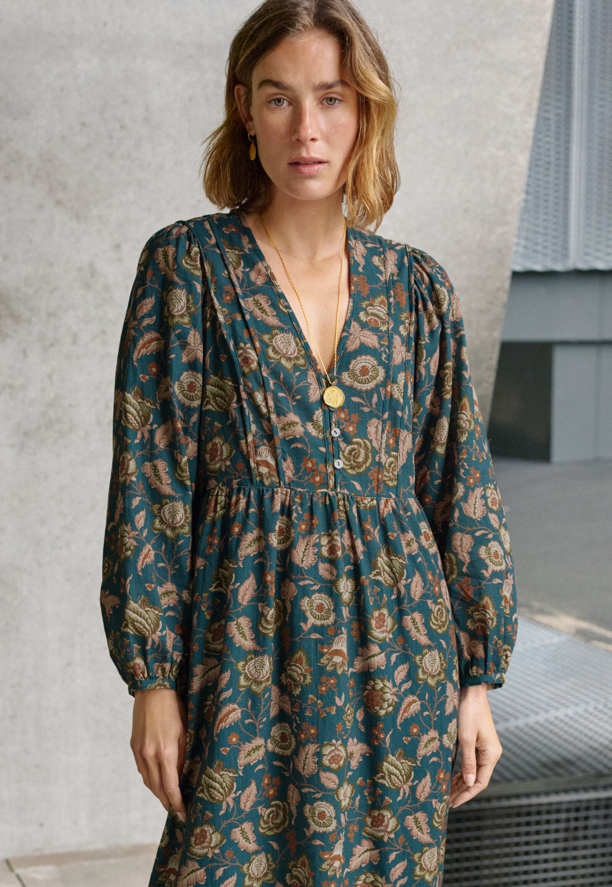 Printed dress, Petrol rust, large
