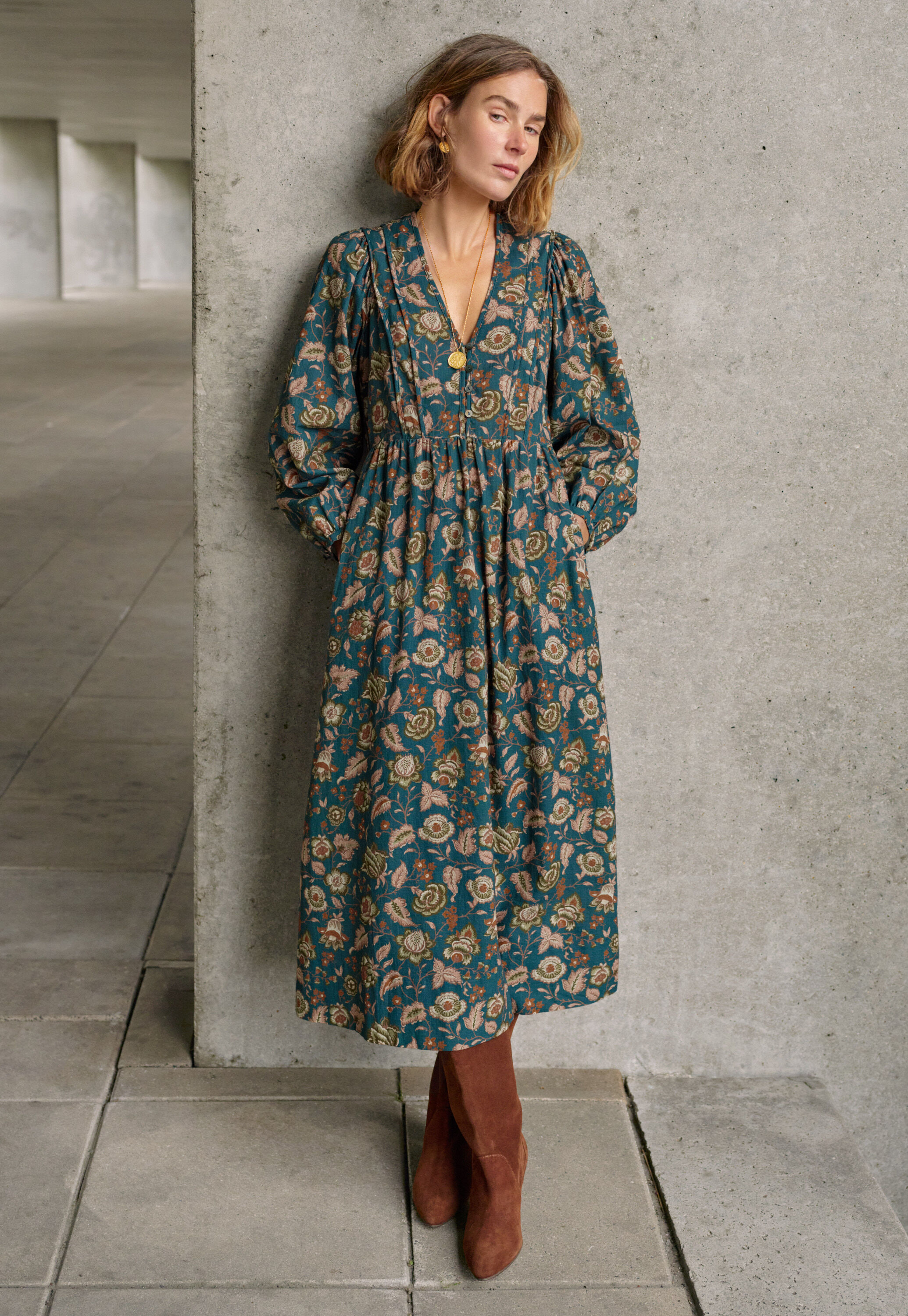 Printed dress, Petrol rust, large