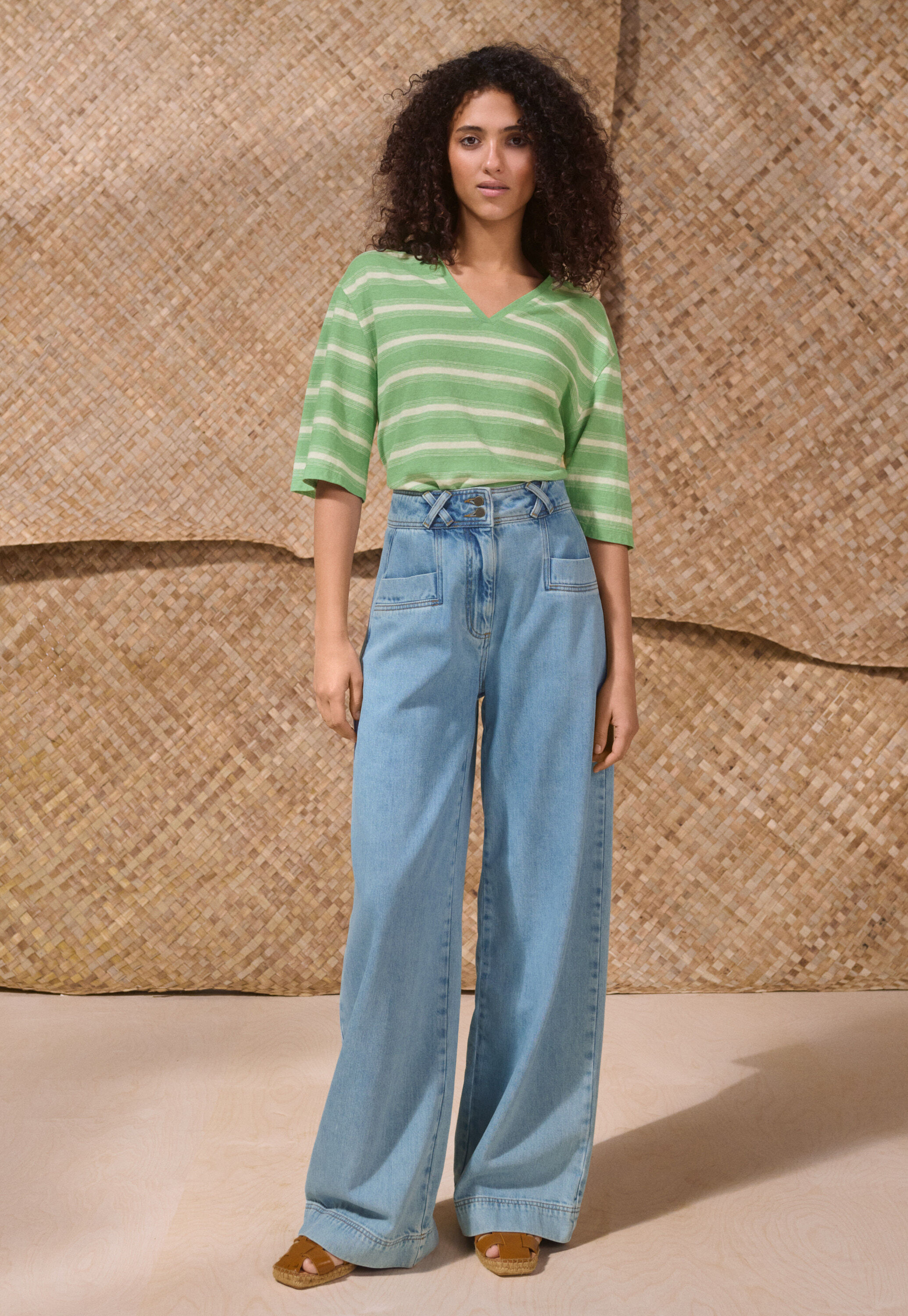 Wide-leg cord trousers