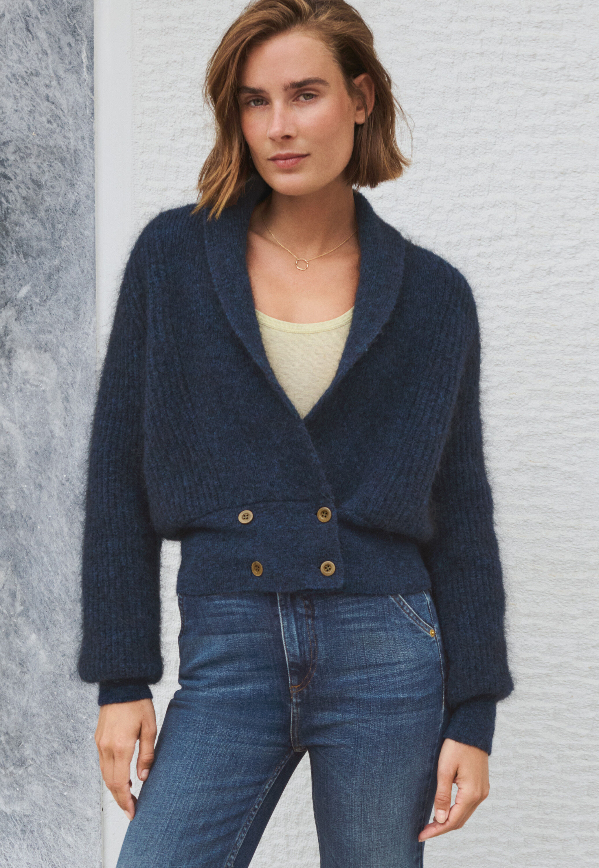 Shawl-collar cardigan