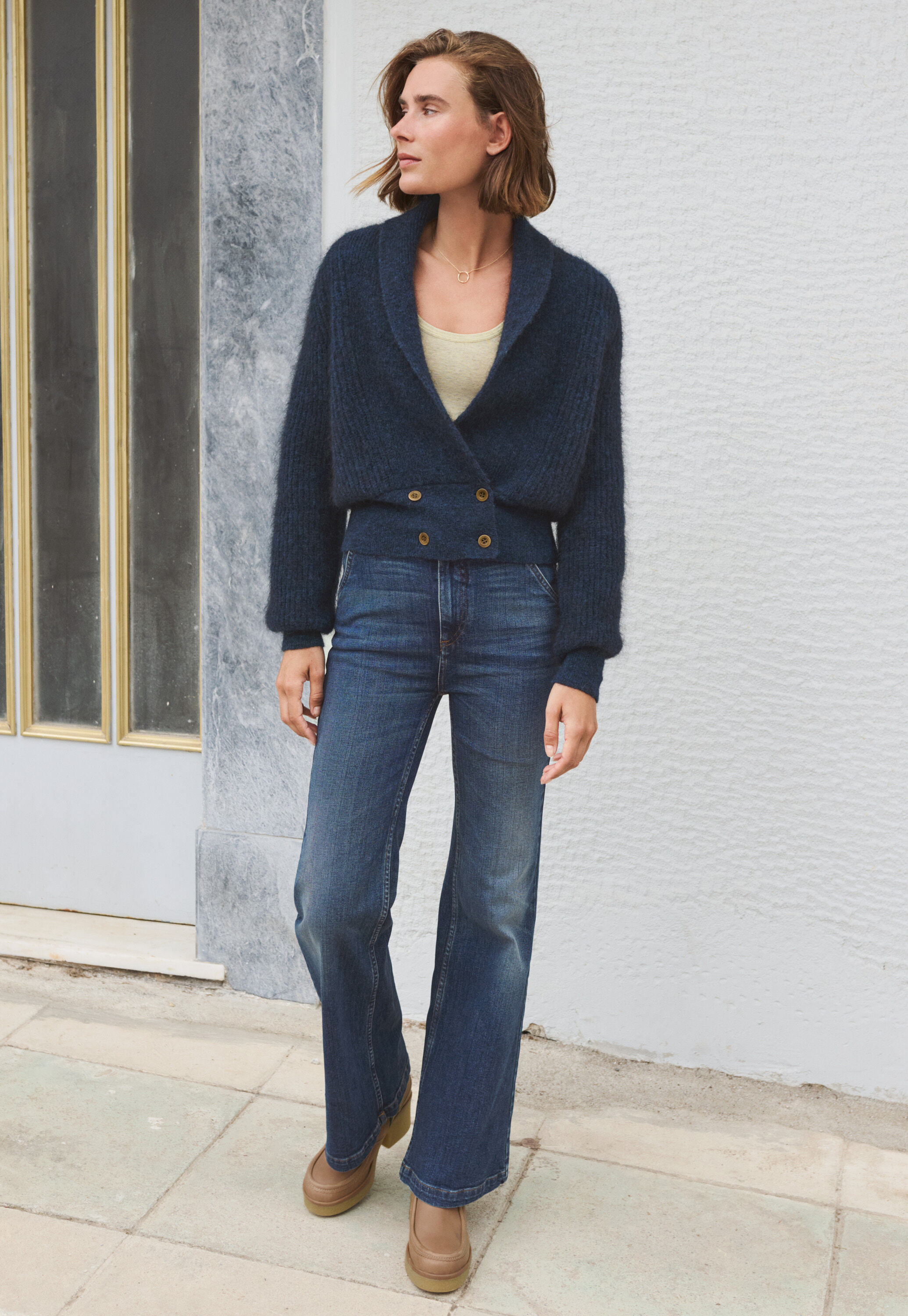 Shawl-collar cardigan