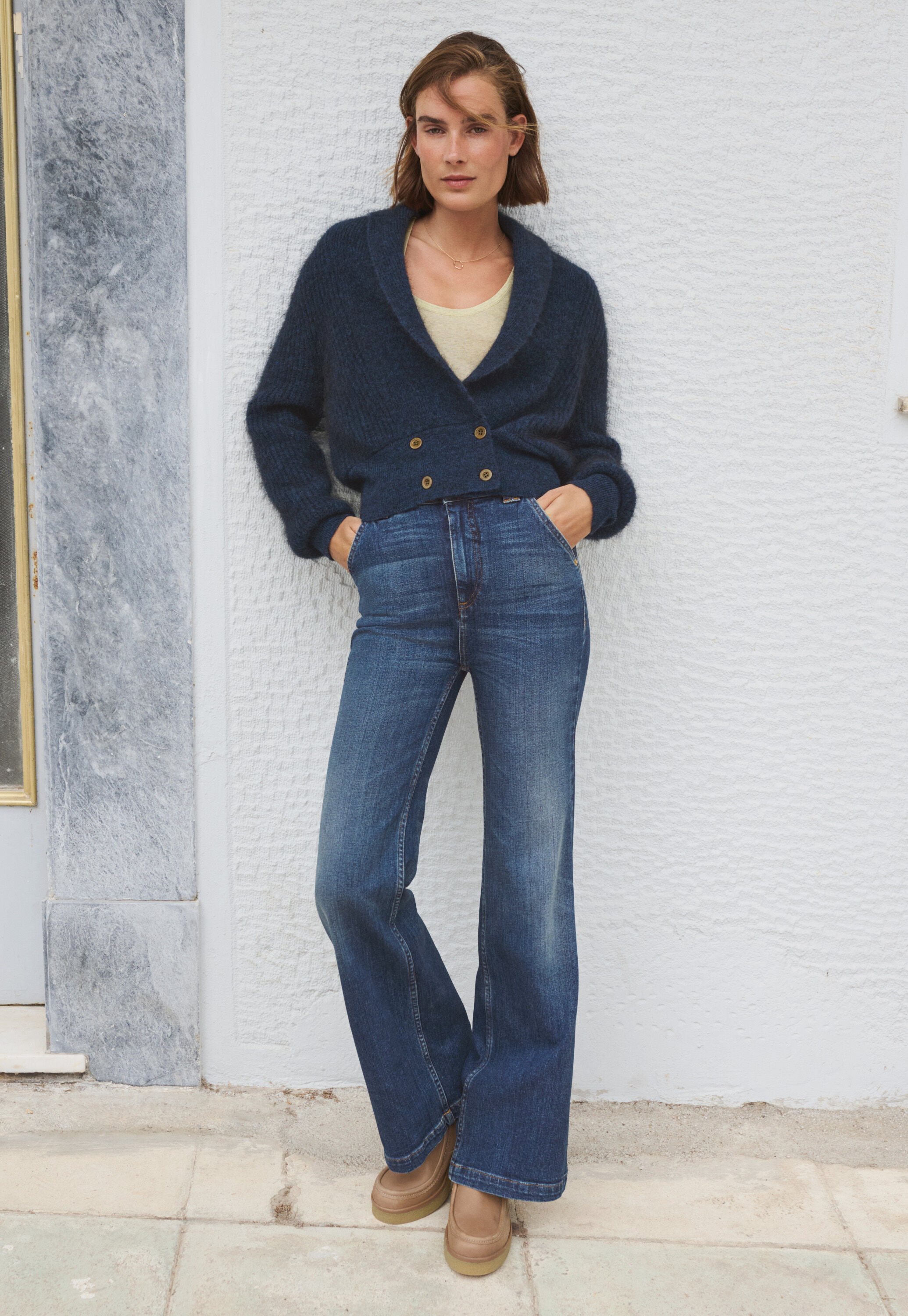 Shawl-collar cardigan