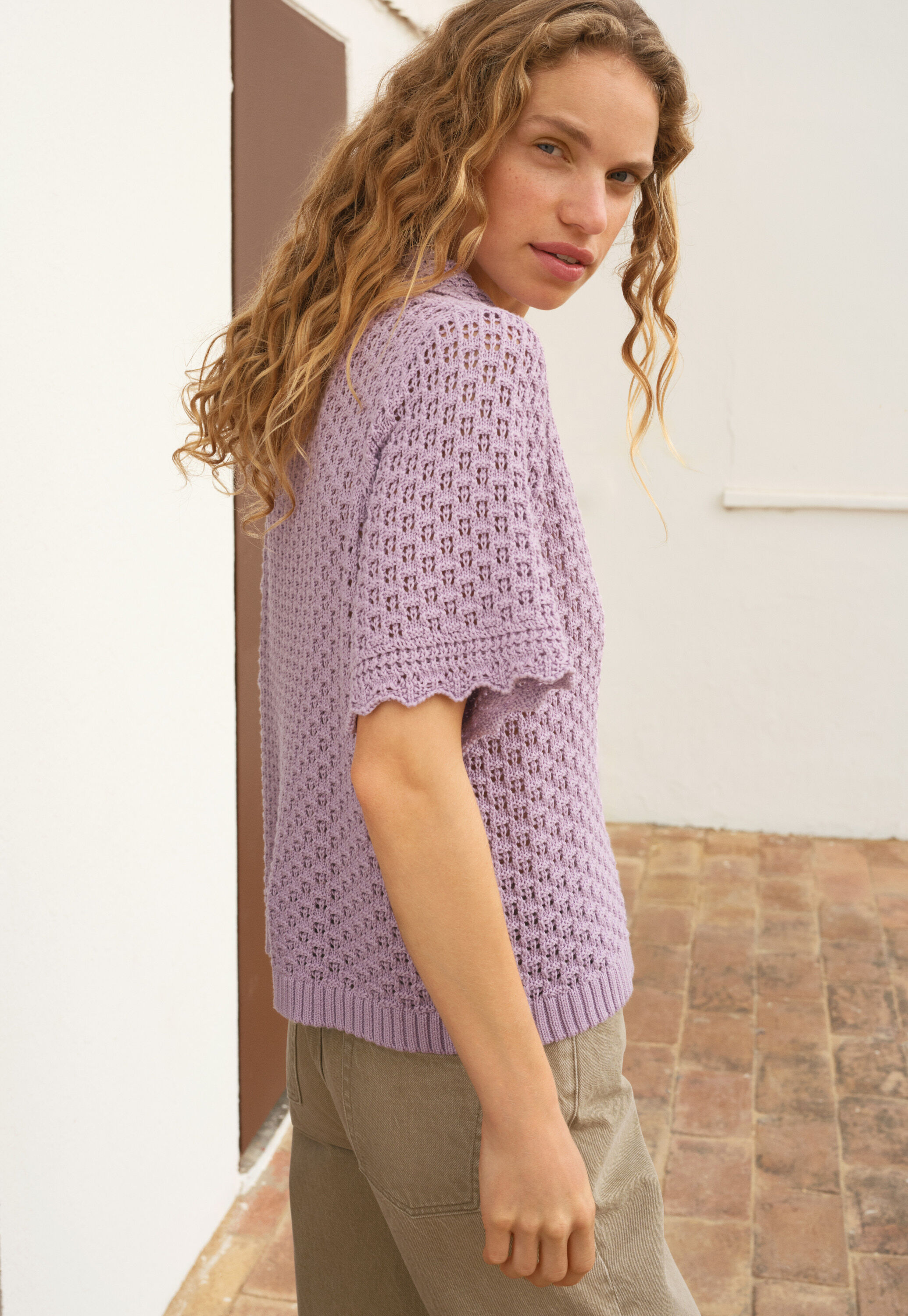 Tie-front sweater