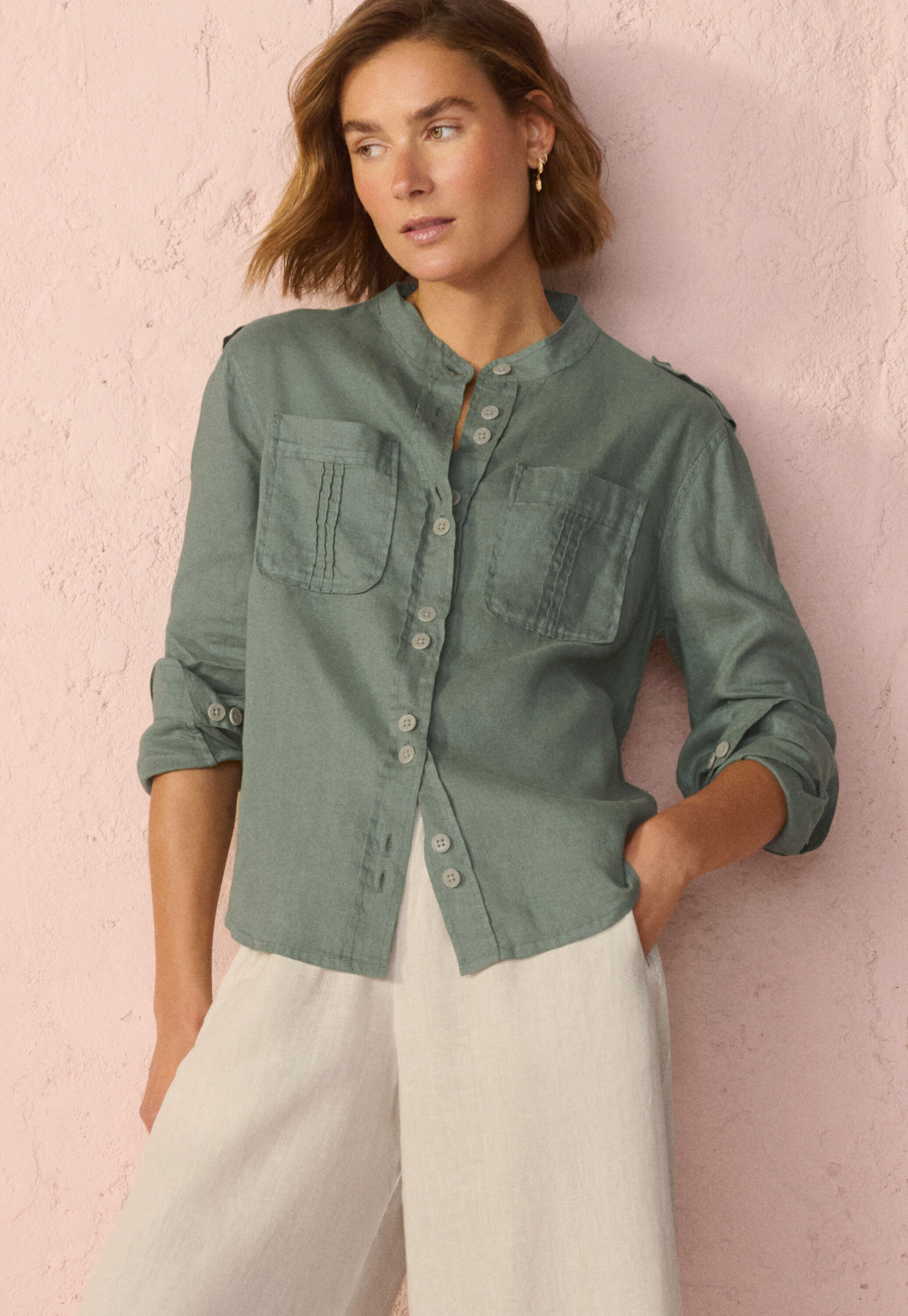Embroidered-back blouse