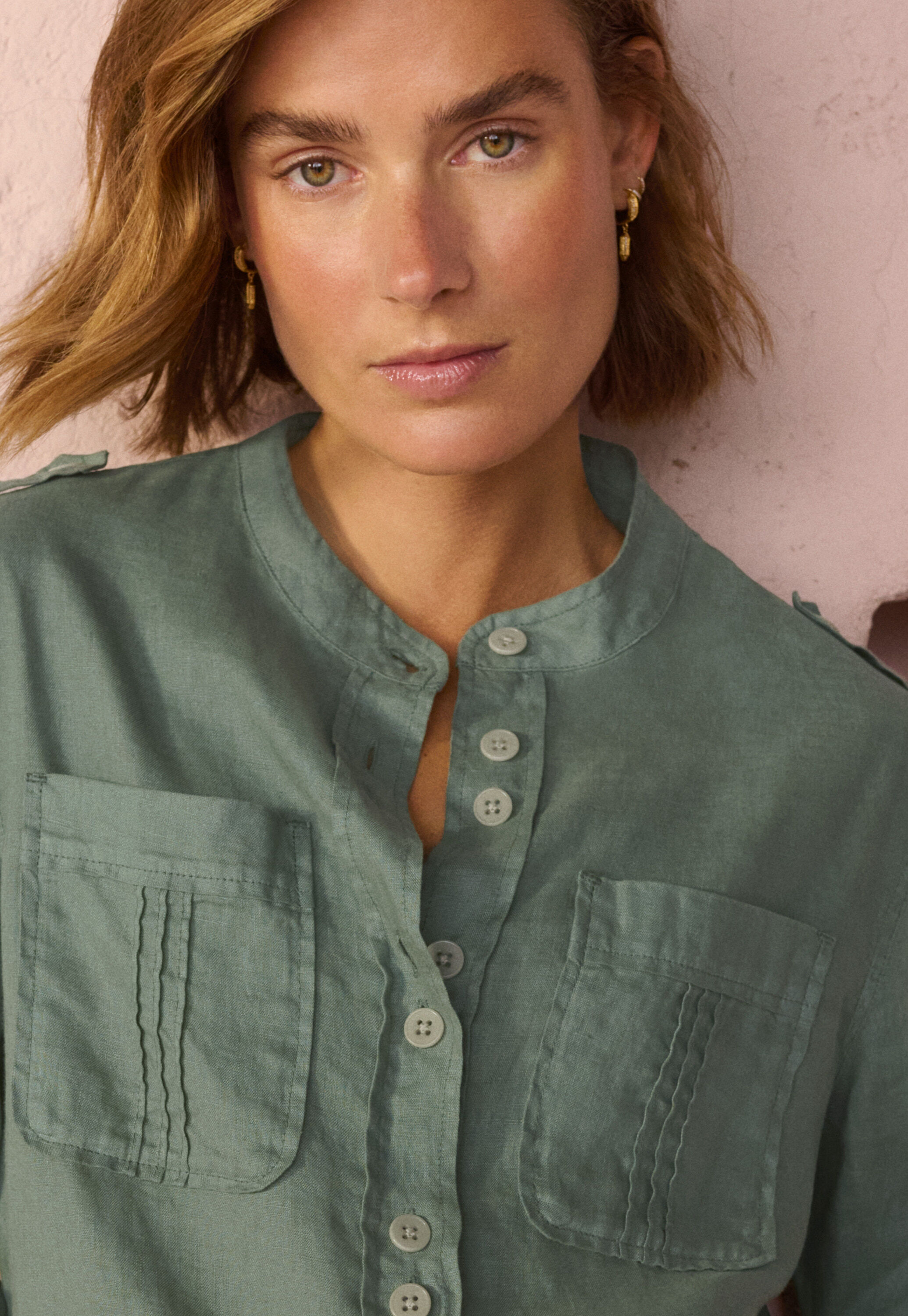 Embroidered-back blouse