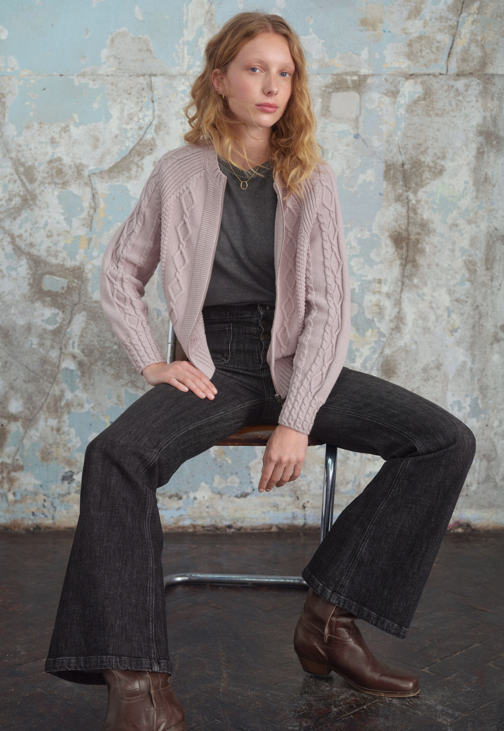 Cable-stitch cardigan