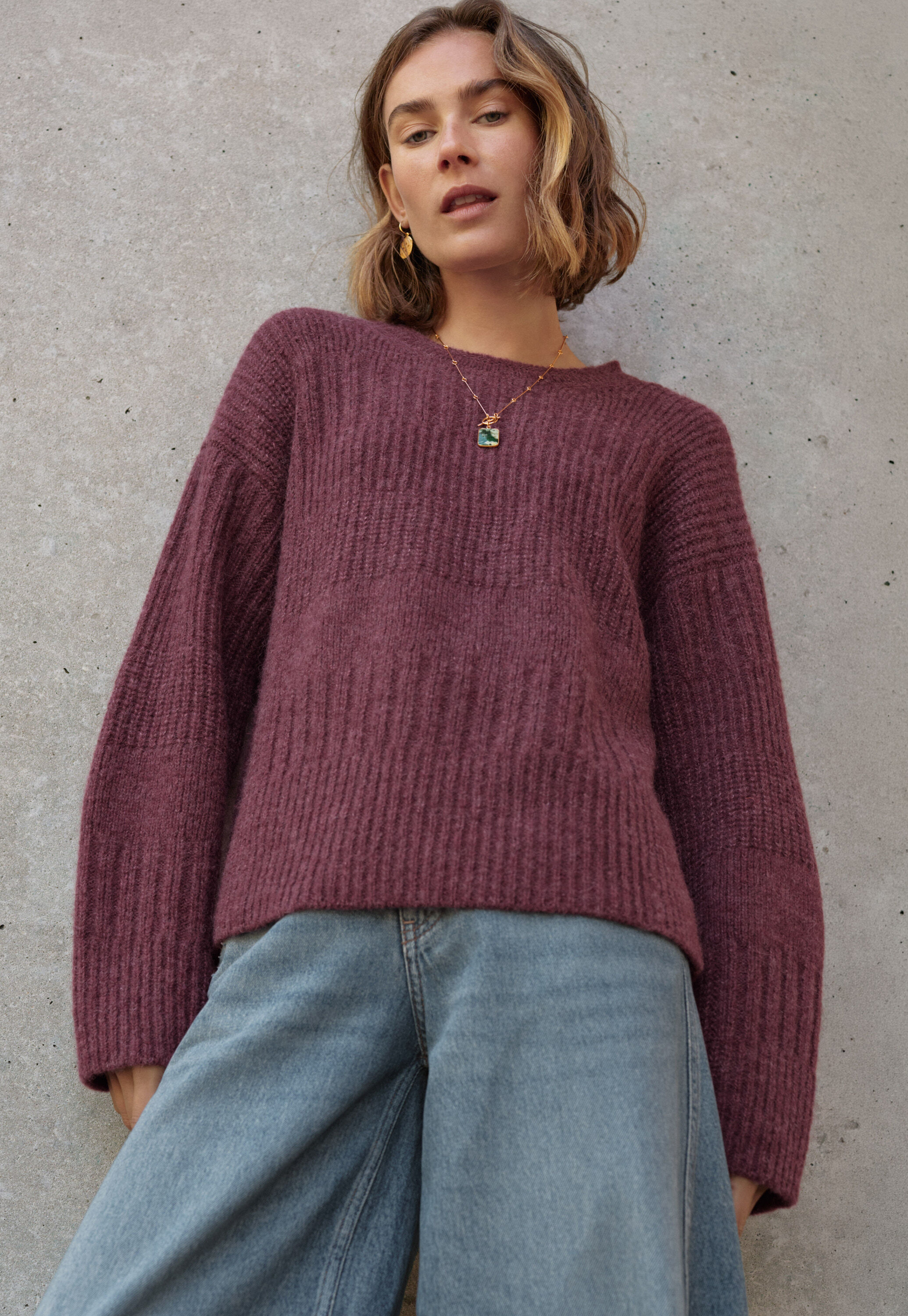Lace-stitch sweater