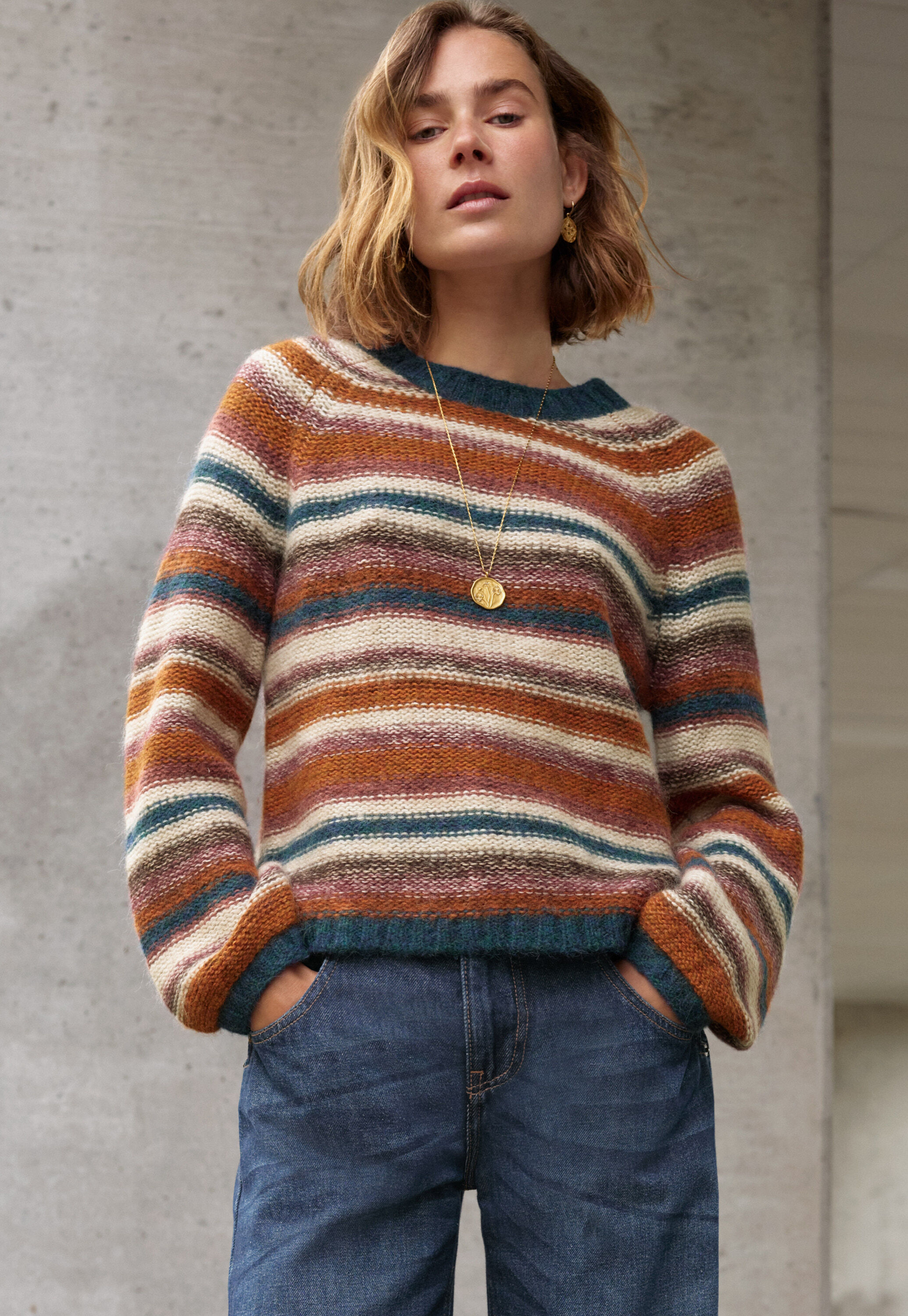 Reverse striped sweater