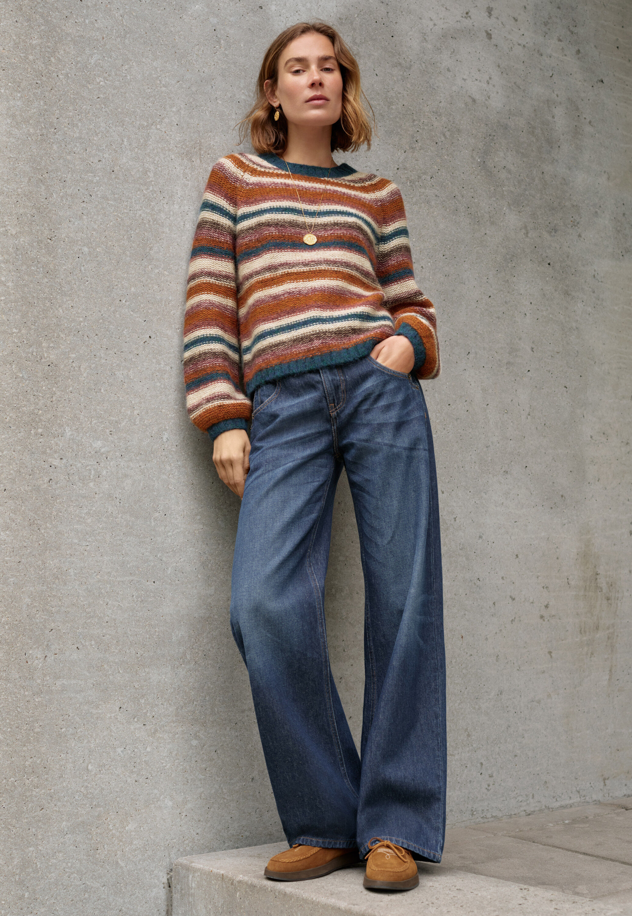 Reverse striped sweater, Sunset multi, large