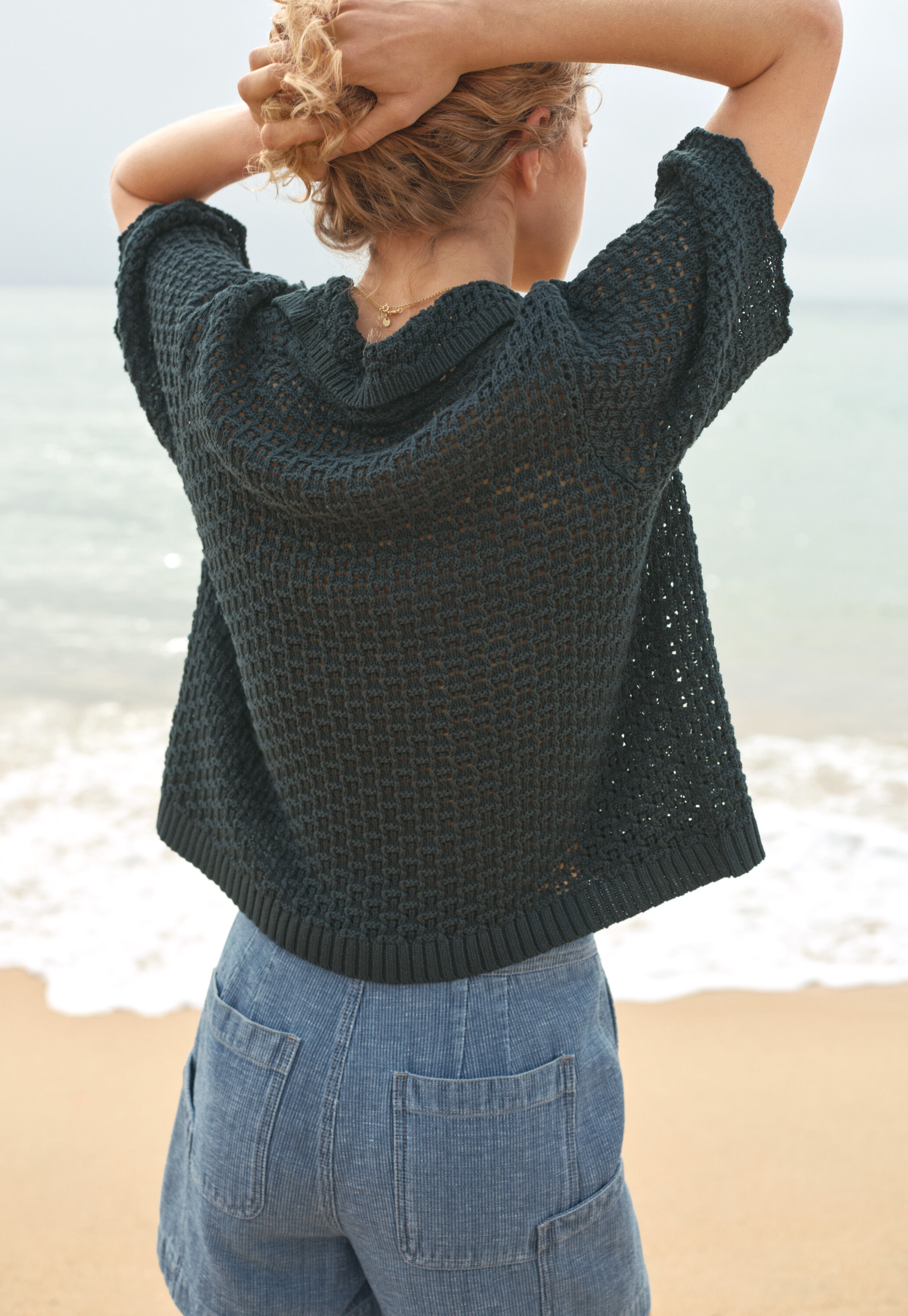 Tie-front sweater