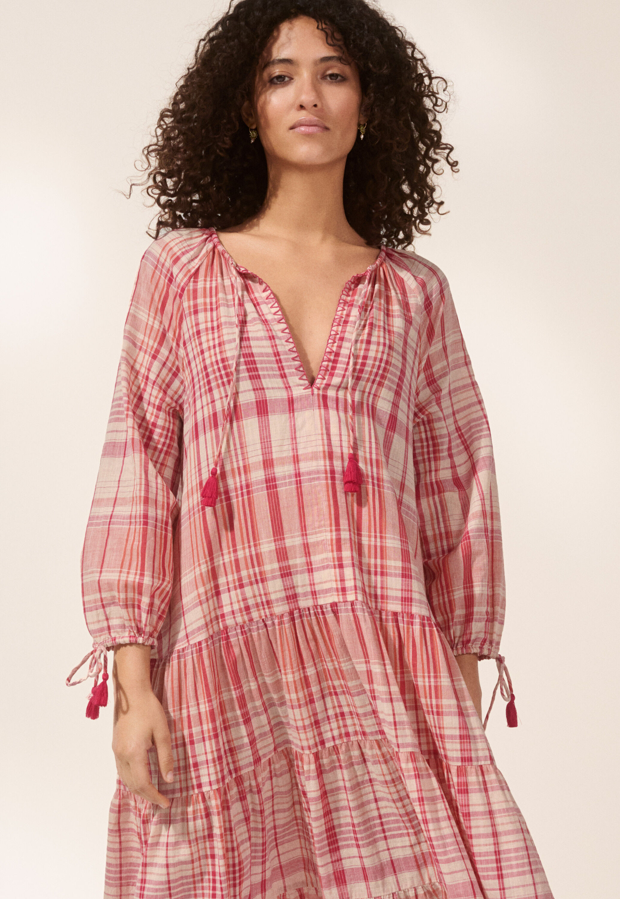 Check maxi-dress