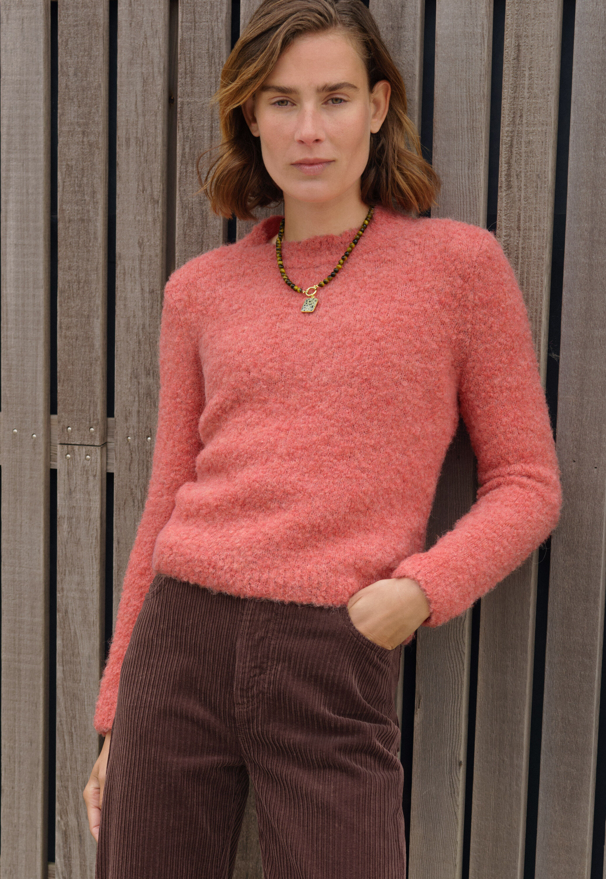 Lace-stitch sweater