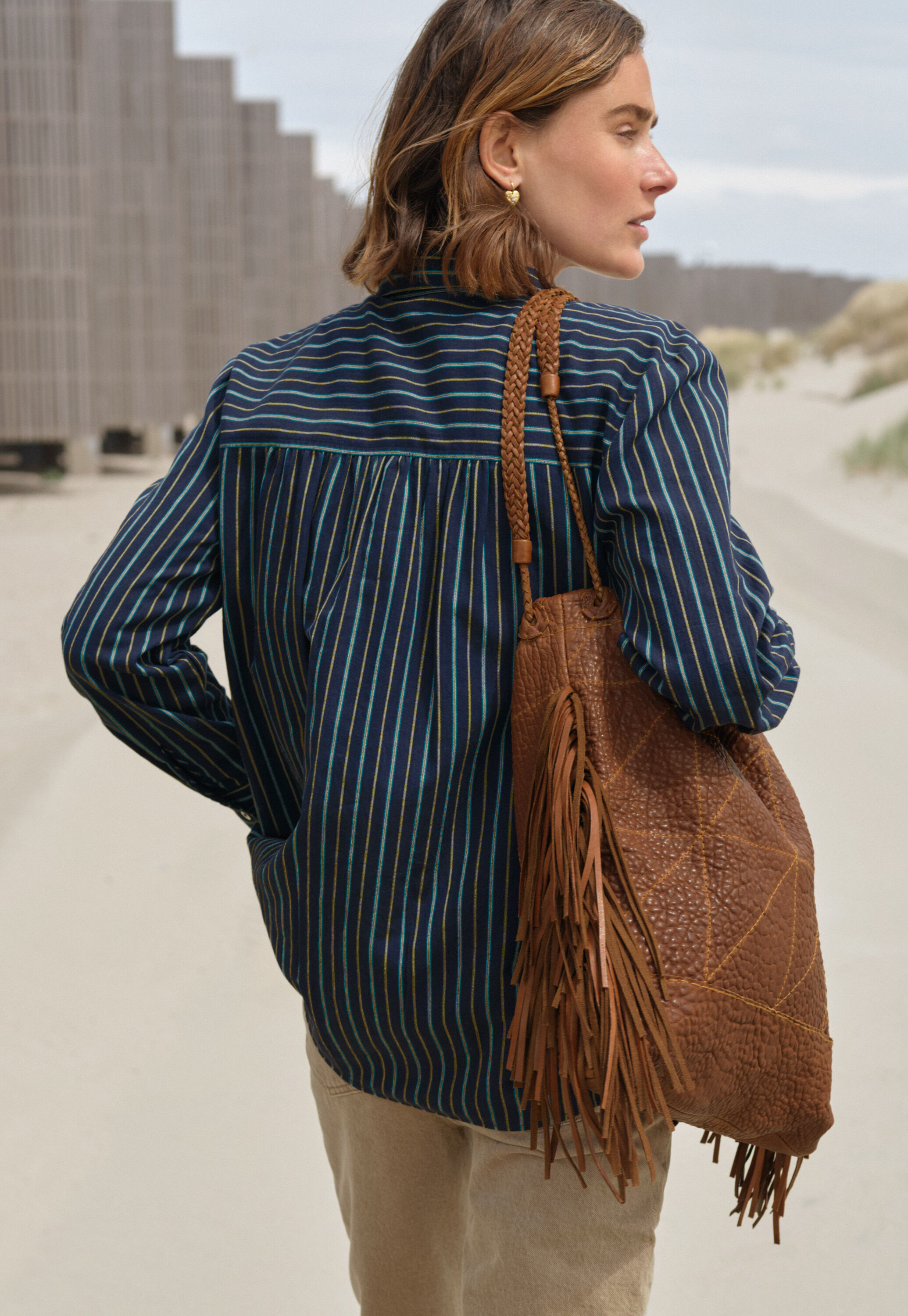 Striped shirt, Indigo, large