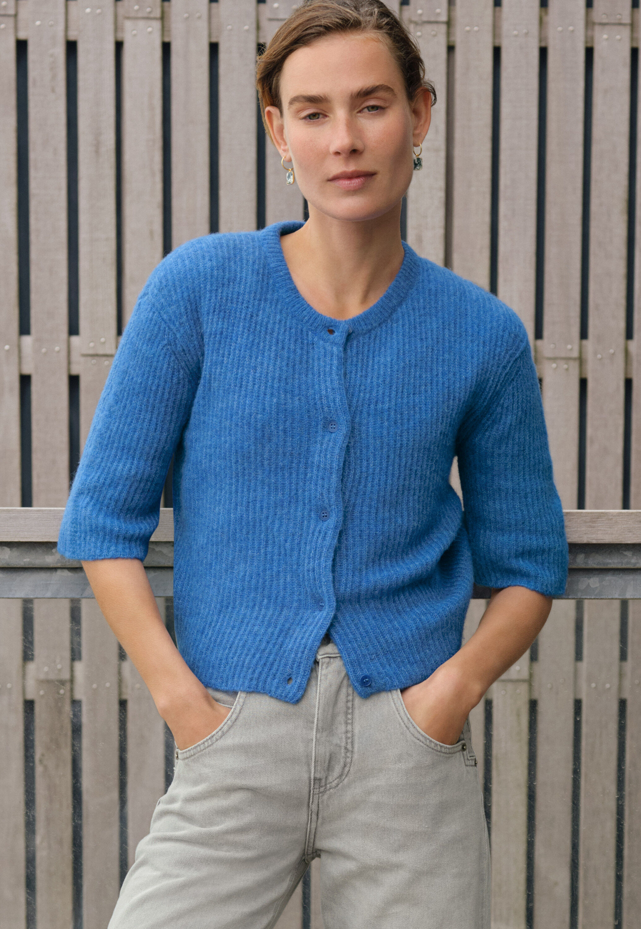 Lace-stitch sweater