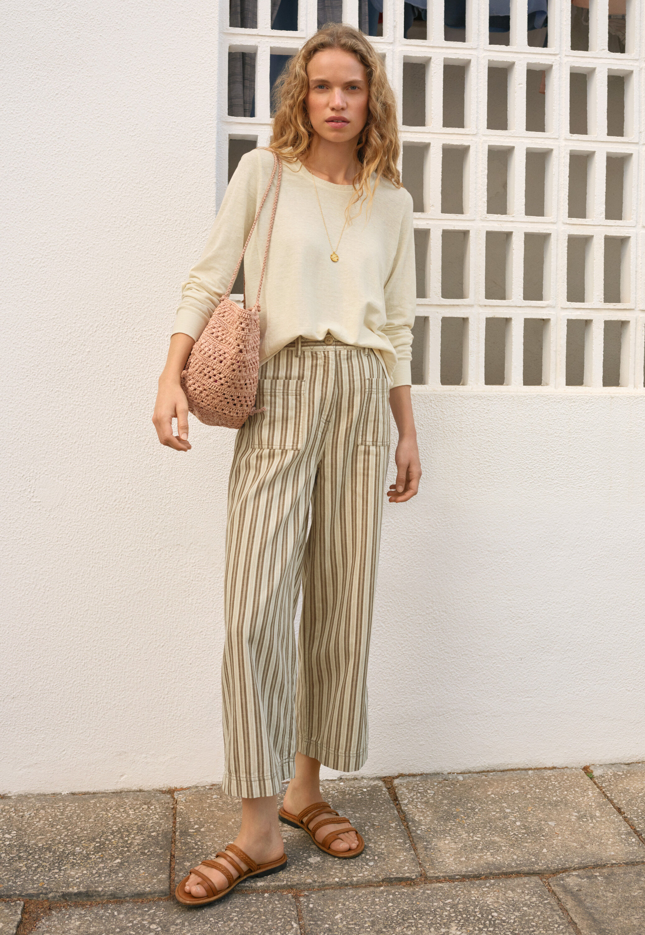Wide-leg cord trousers