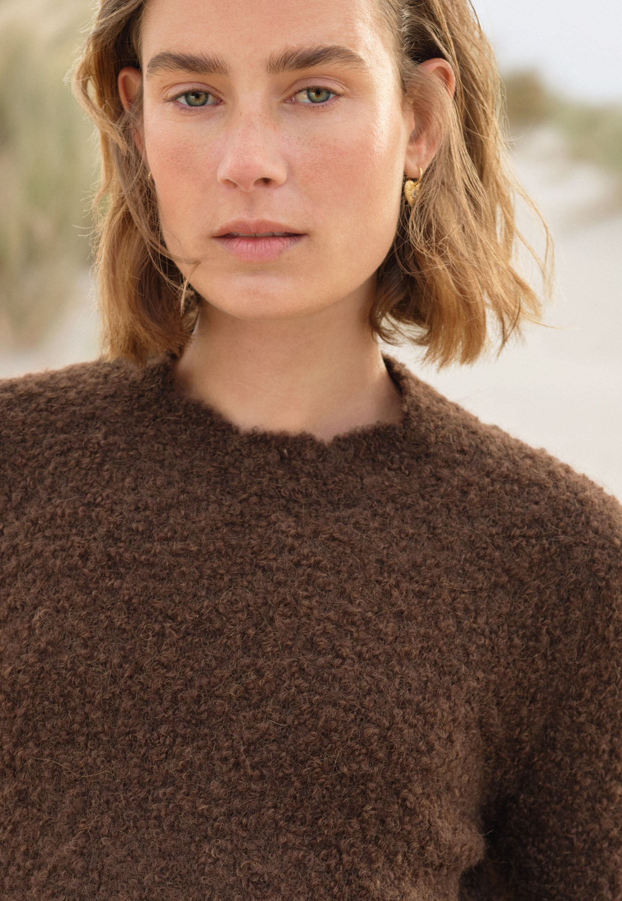 Boucl&eacute; round-neck sweater
