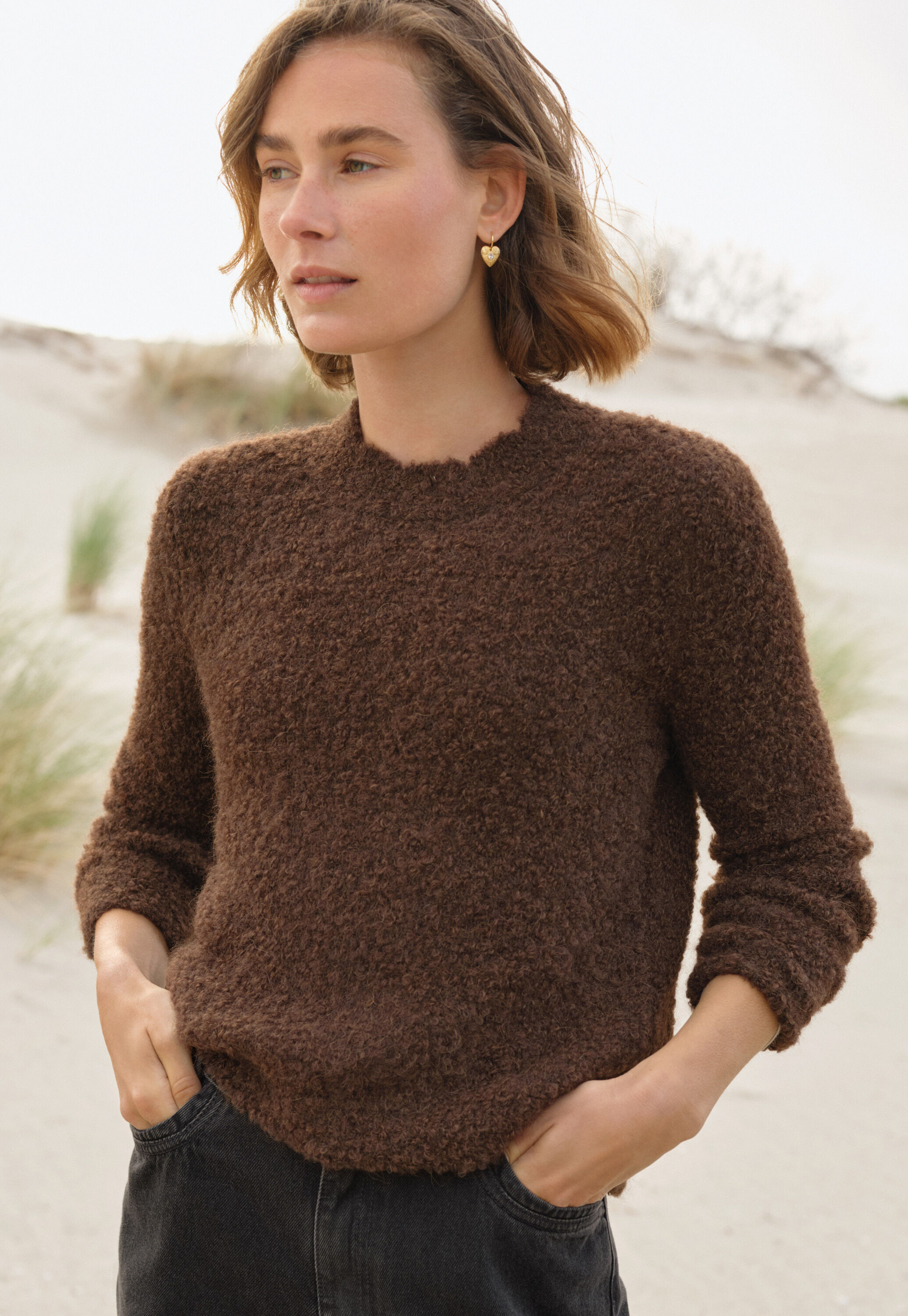 Lace-stitch sweater