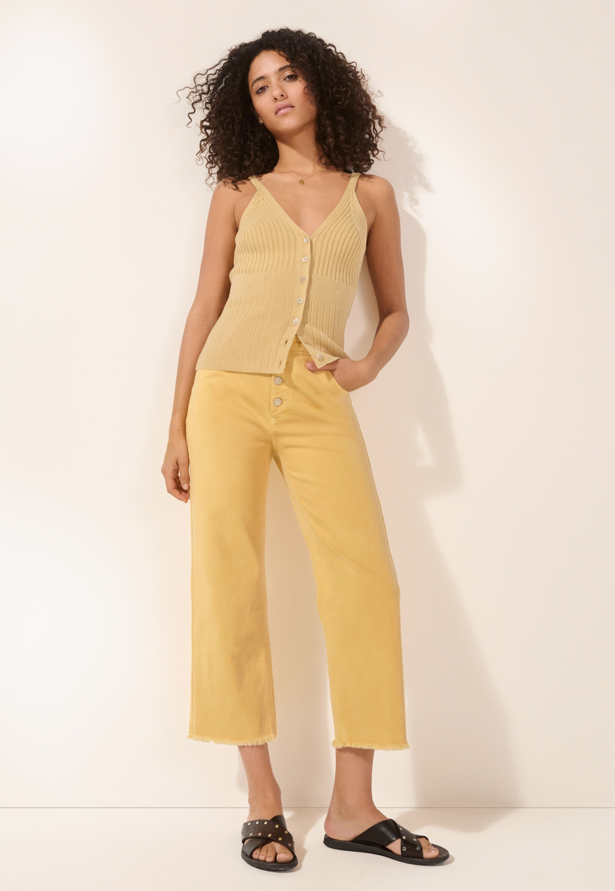 Wide-leg cord trousers
