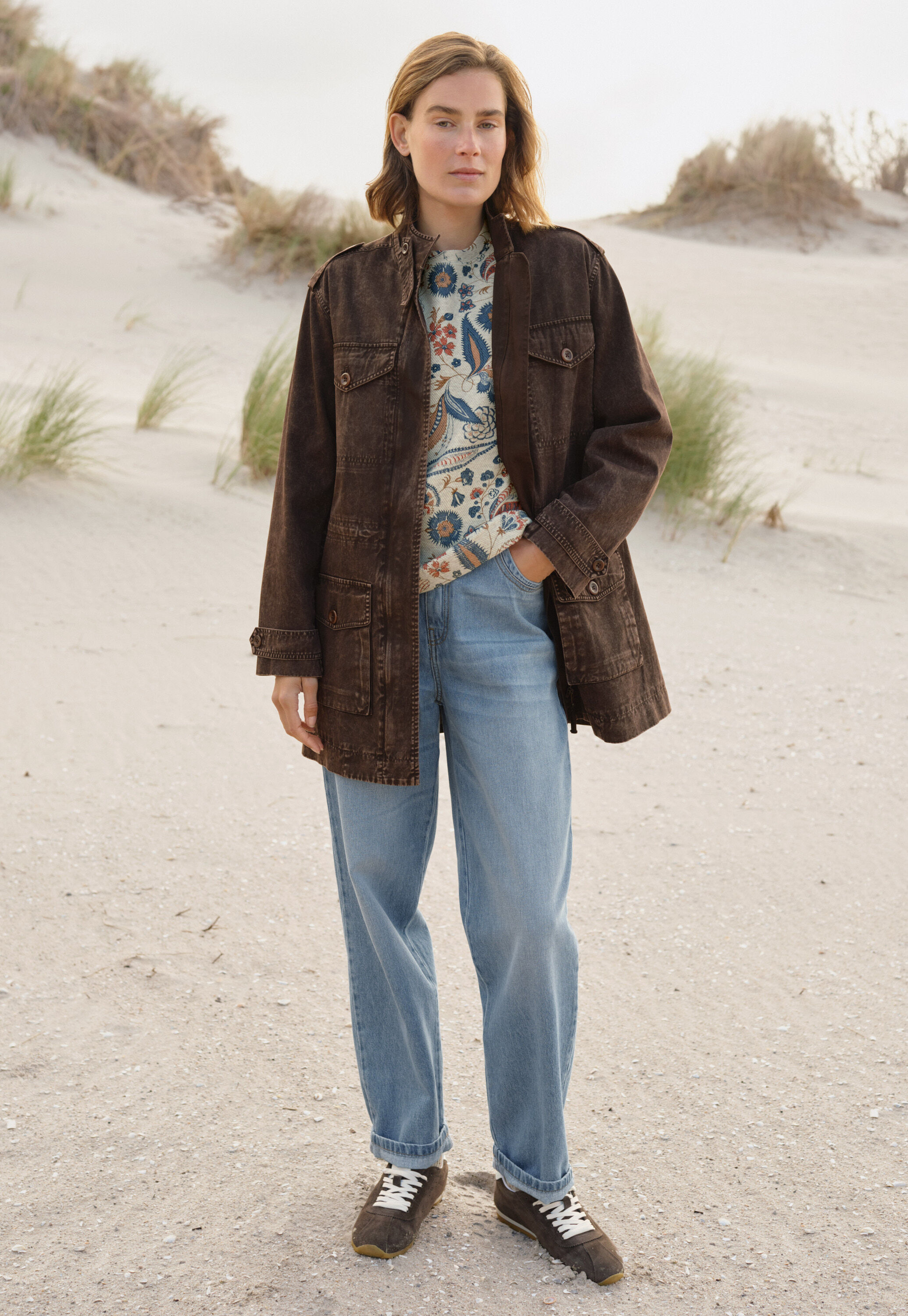 Printed jersey sweatshirt, Pearl denim, large
