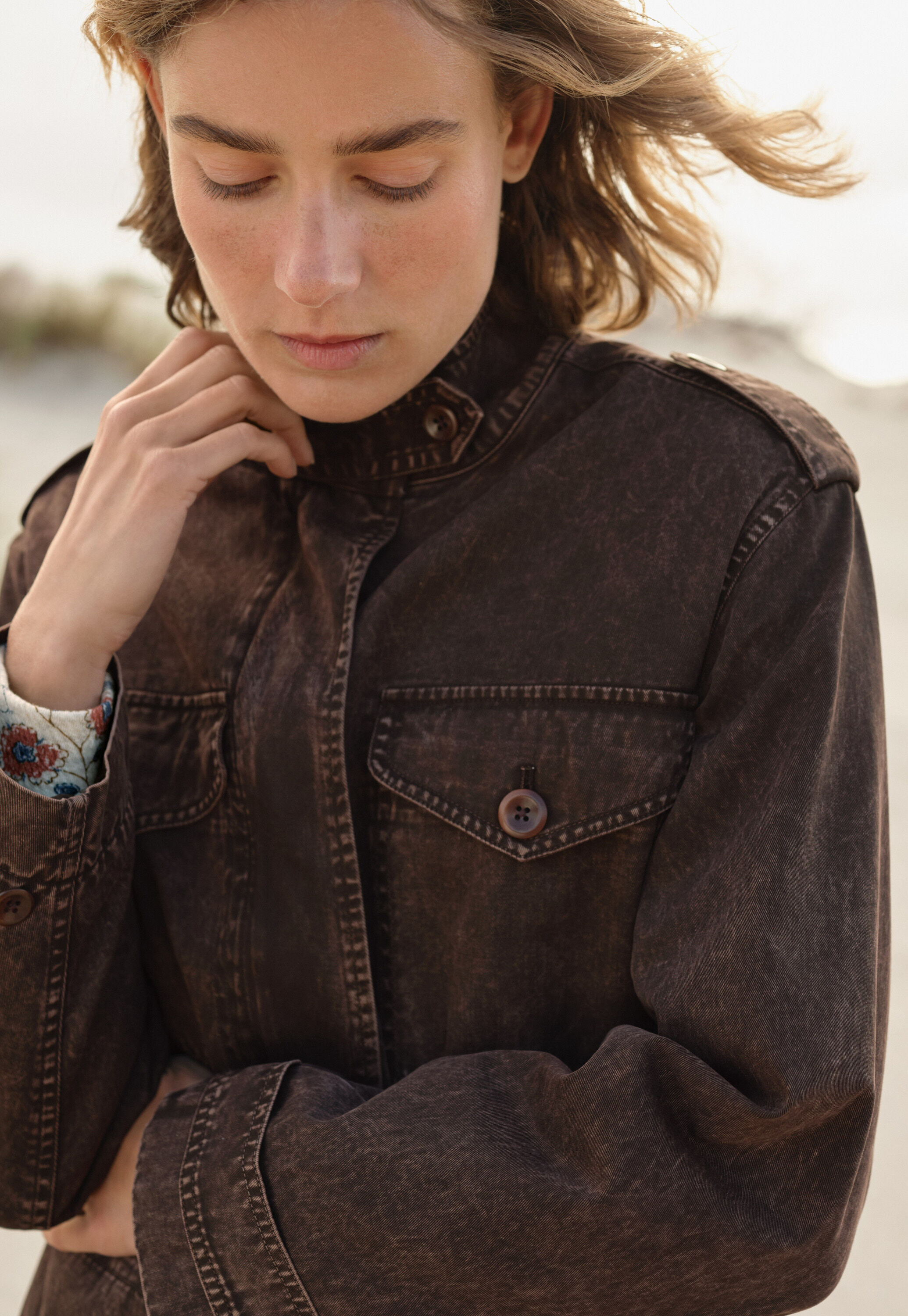 Laundered jacket, Dark chocolate, large