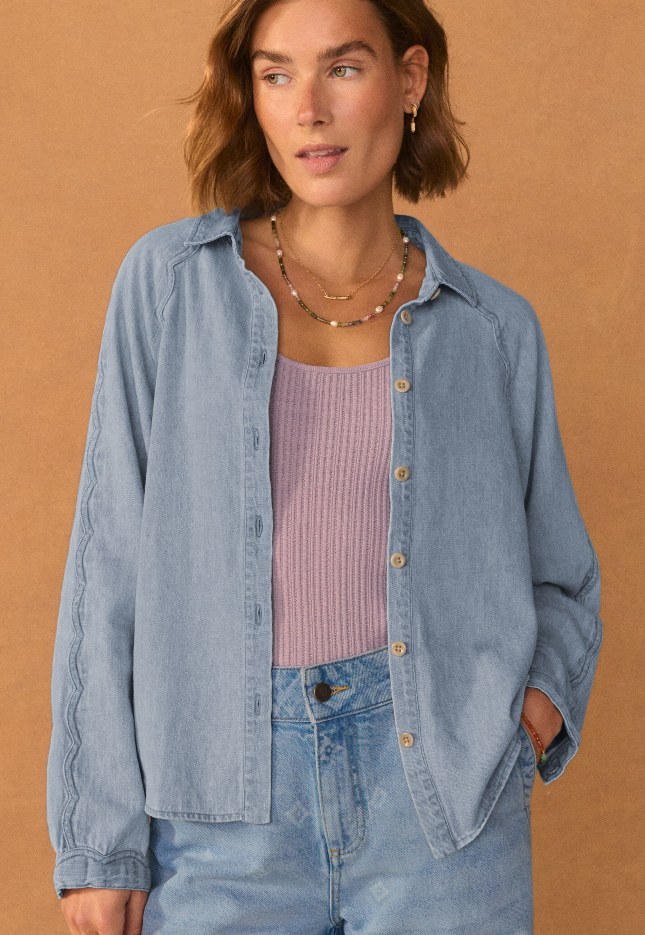 Scallop-detail shirt