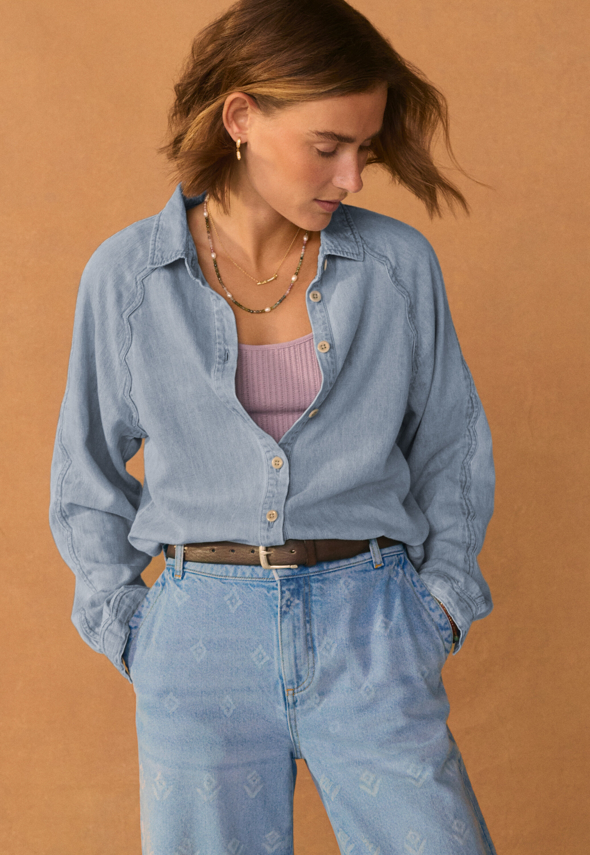 Scallop-detail shirt