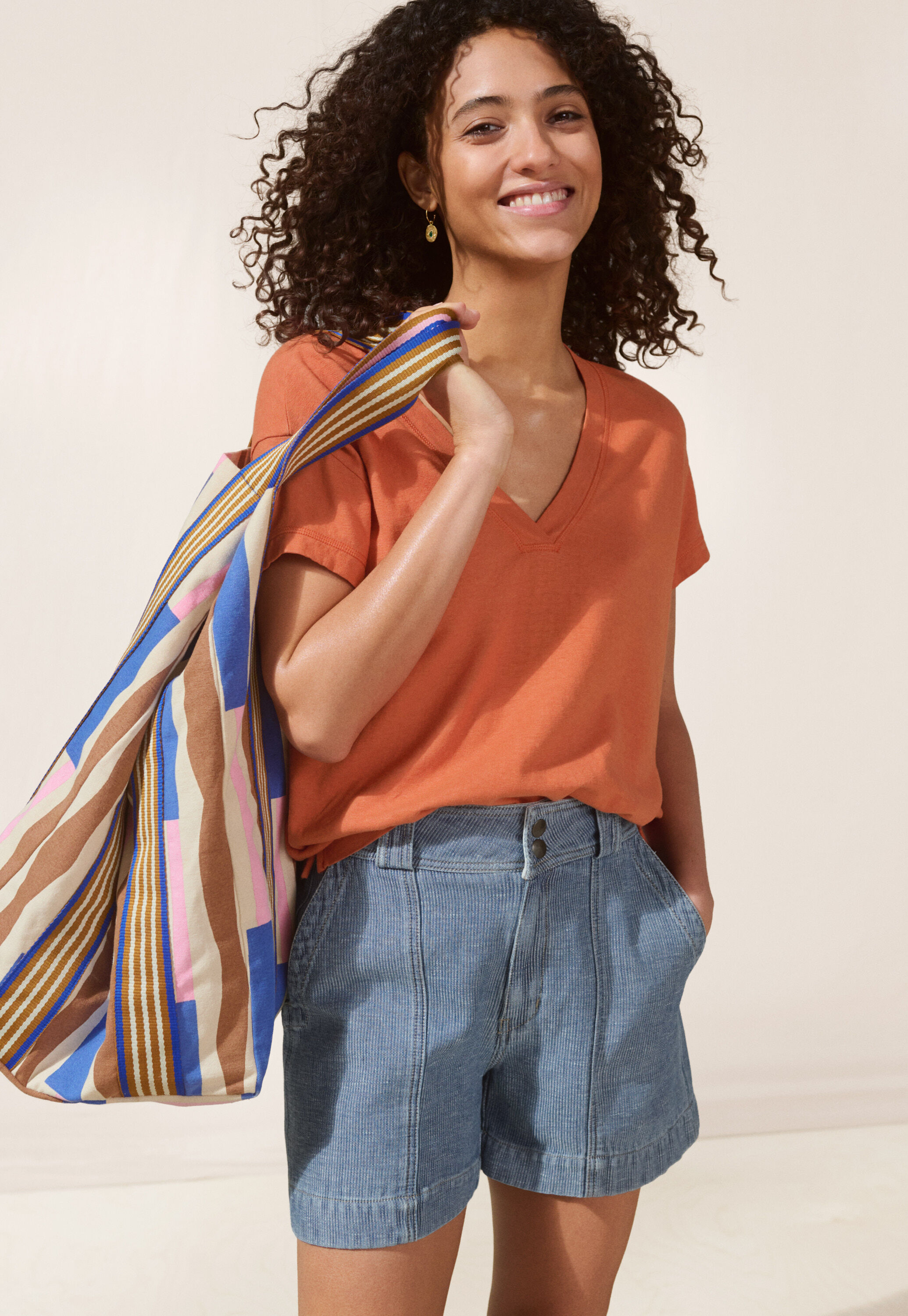 Large striped shopper bag
