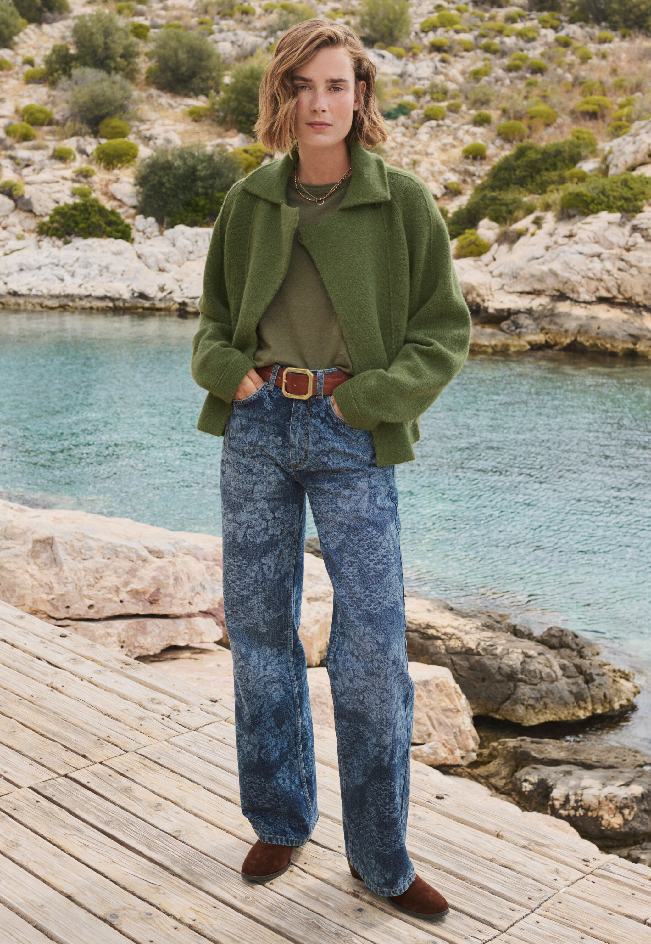 Knitted jacket, Olive, large
