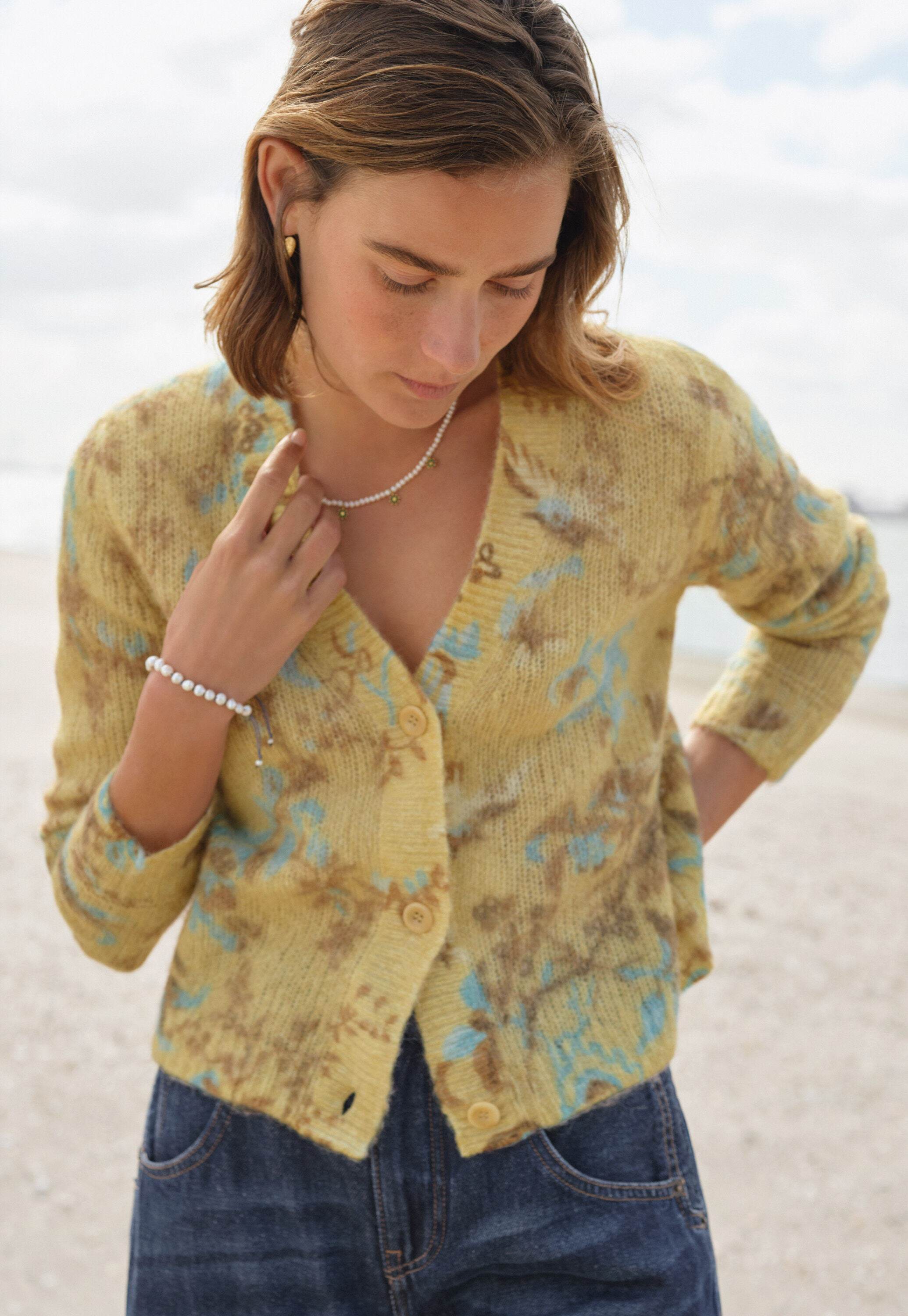 Lace-stitch sweater