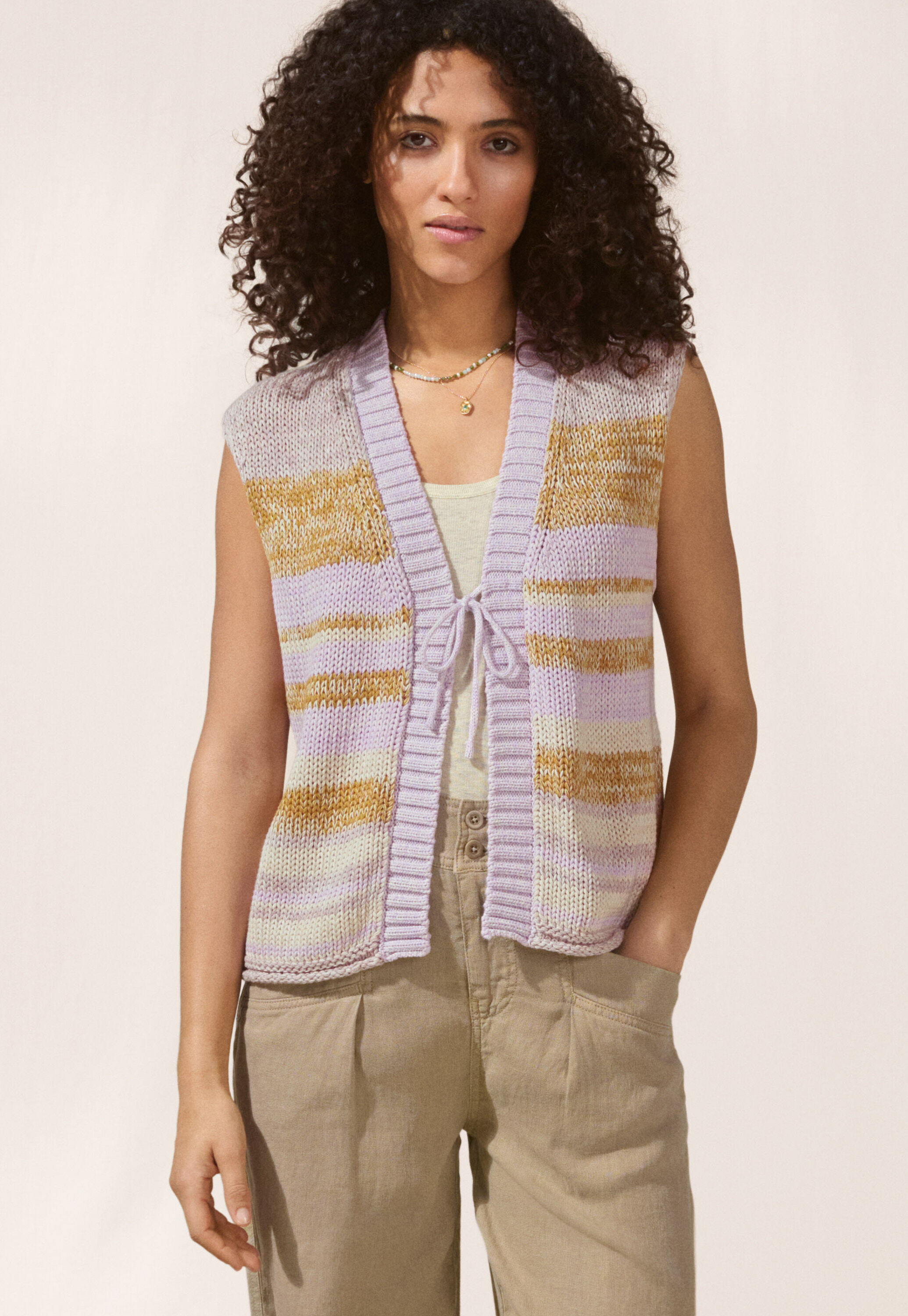 Lace-stitch sweater