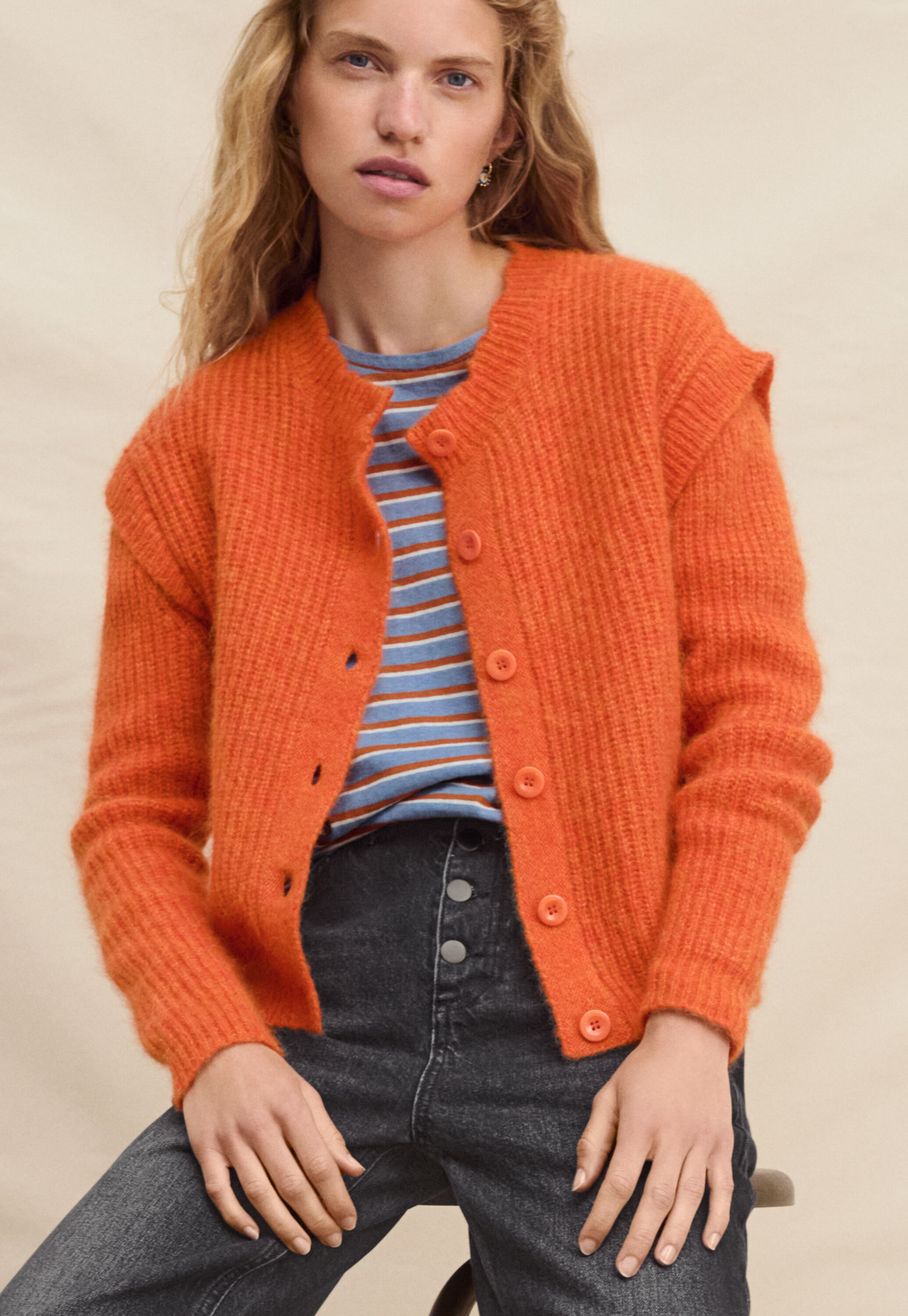 Rib-stitch cardigan