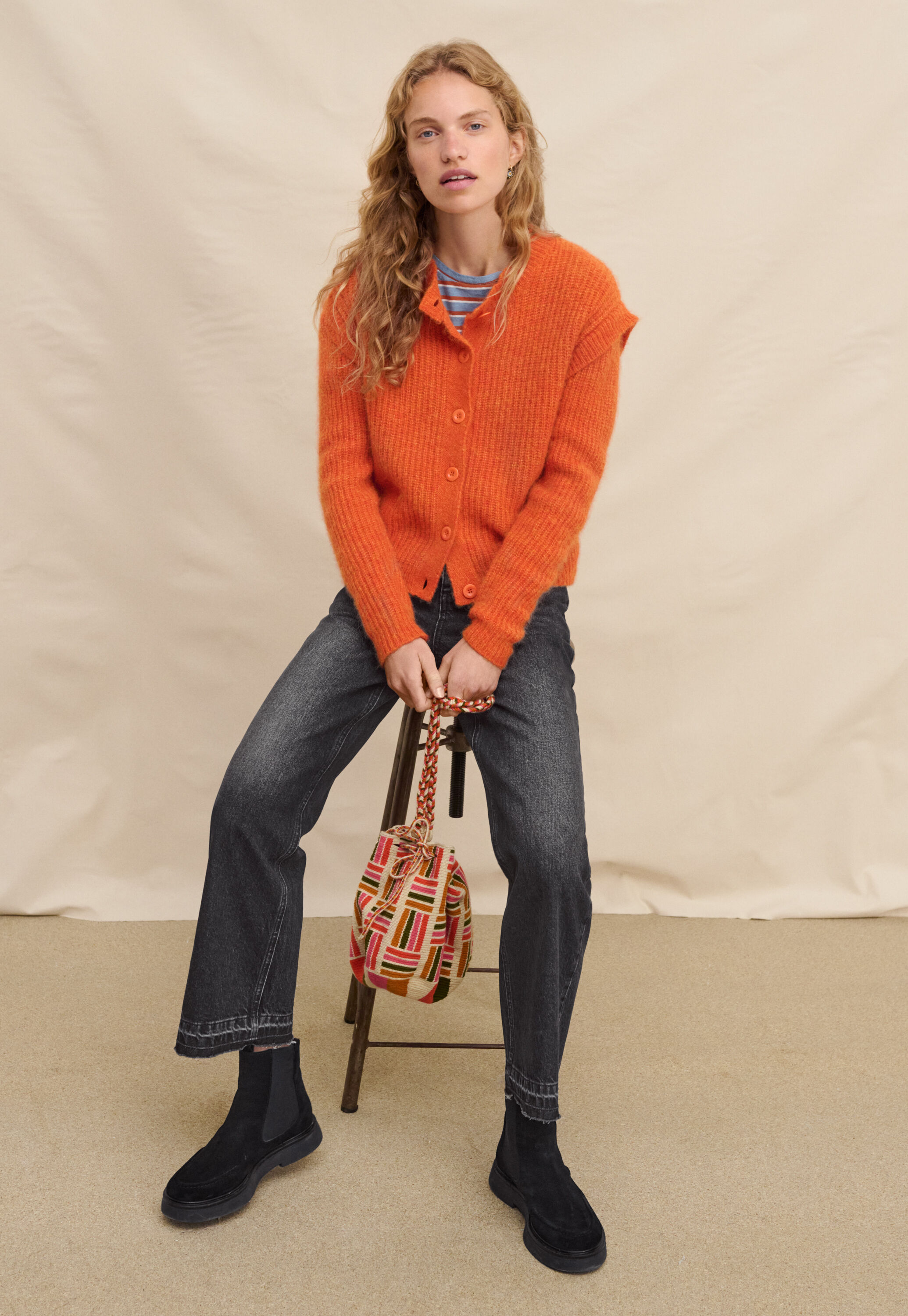 Crossbody bag, Pink orange, large