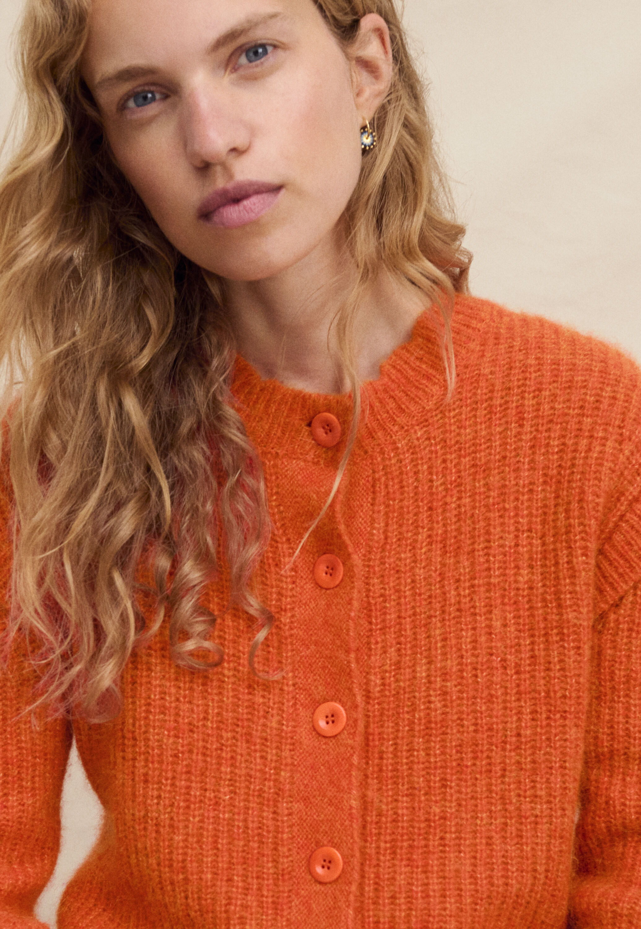 Rib-stitch cardigan