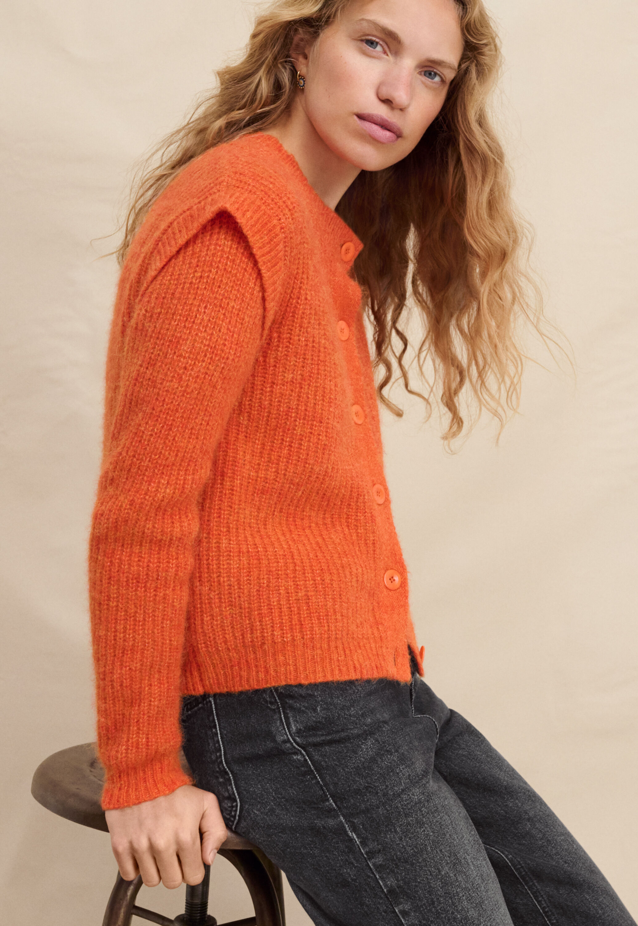 Rib-stitch cardigan
