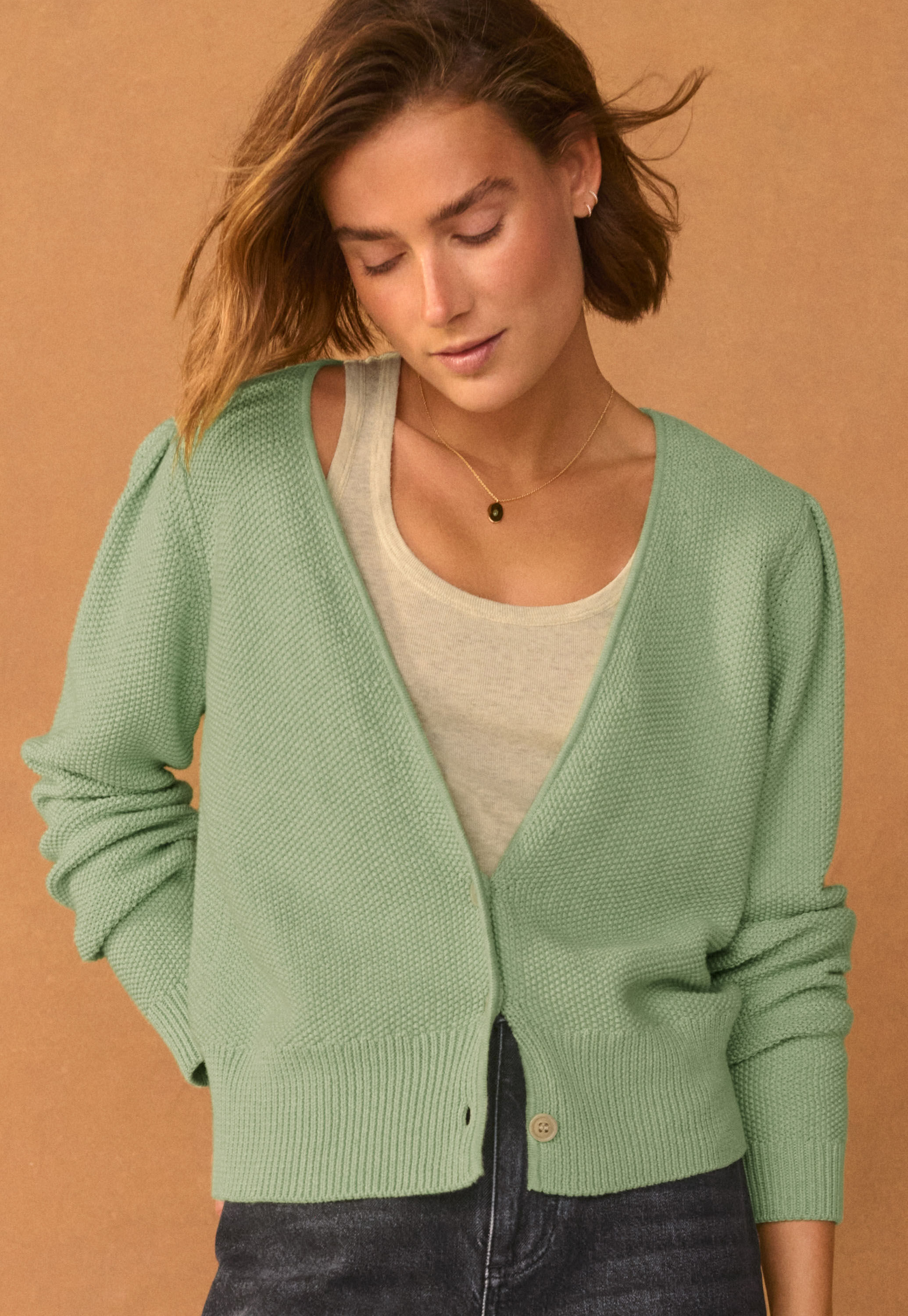 Lace-stitch sweater